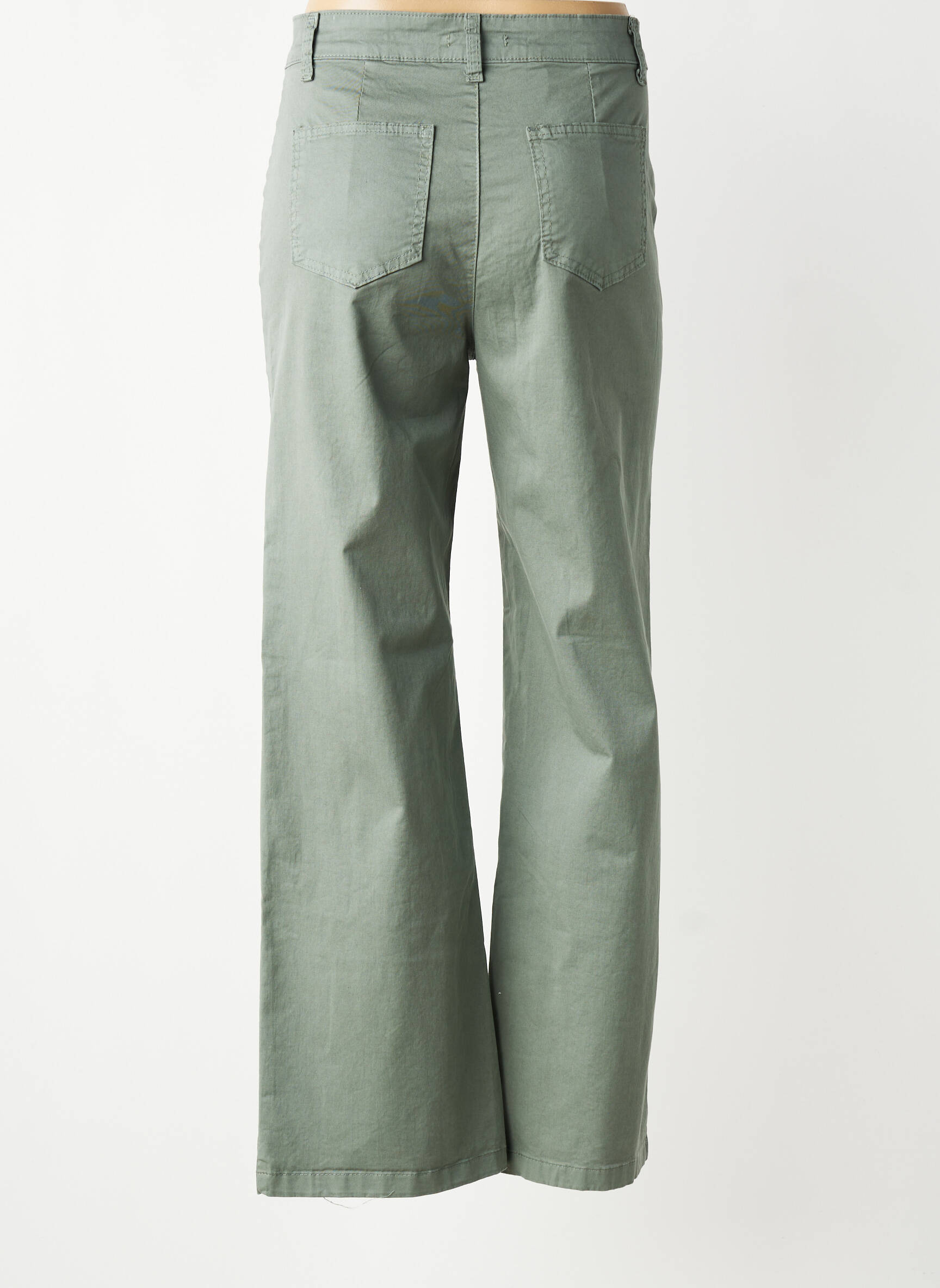 Pantalon larg țesătură poplin mărime normală verde LACOMY femeie