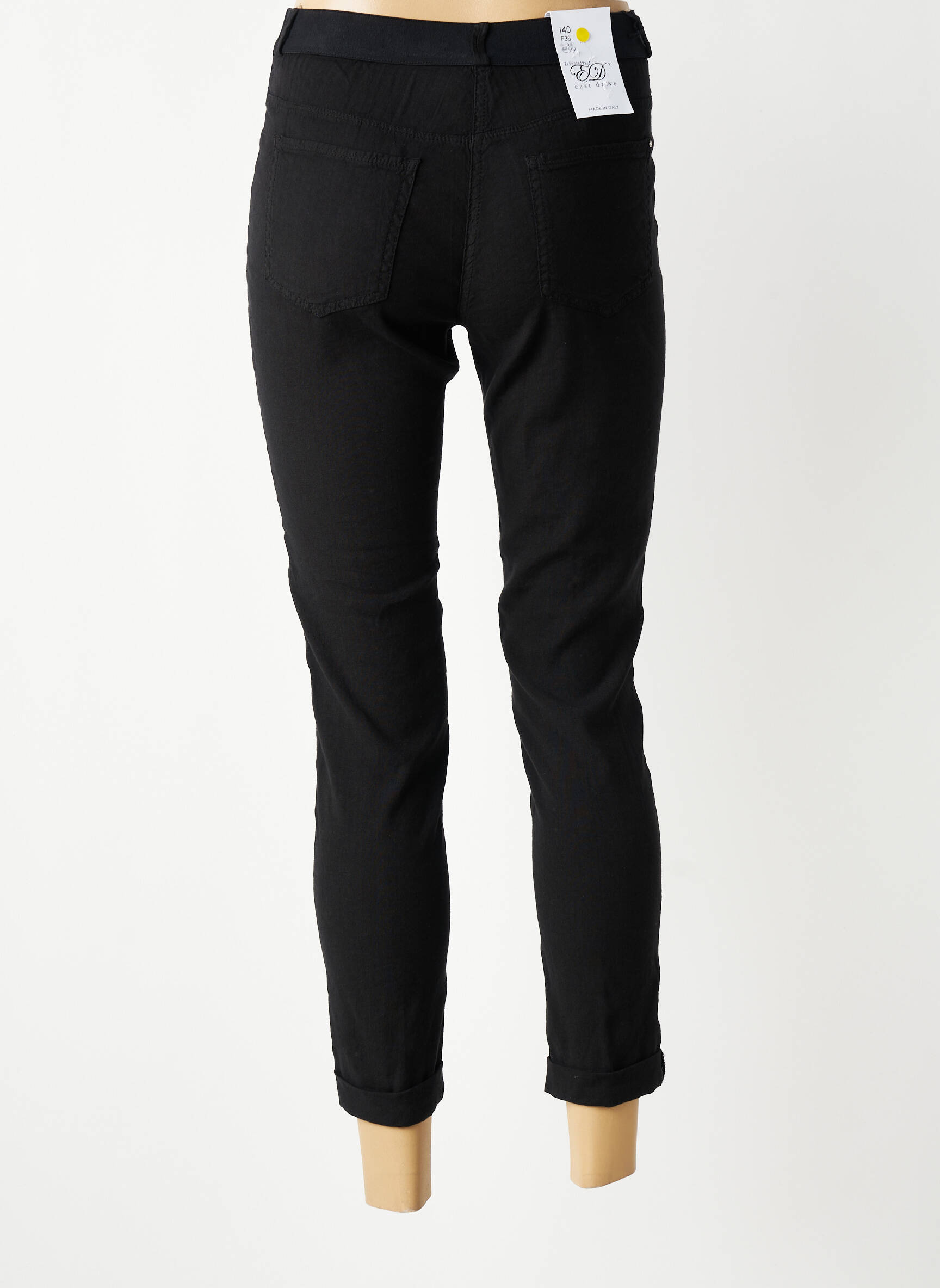 Pantalon 7/8 talie elastică mărime normală negru EAST DRIVE femeie