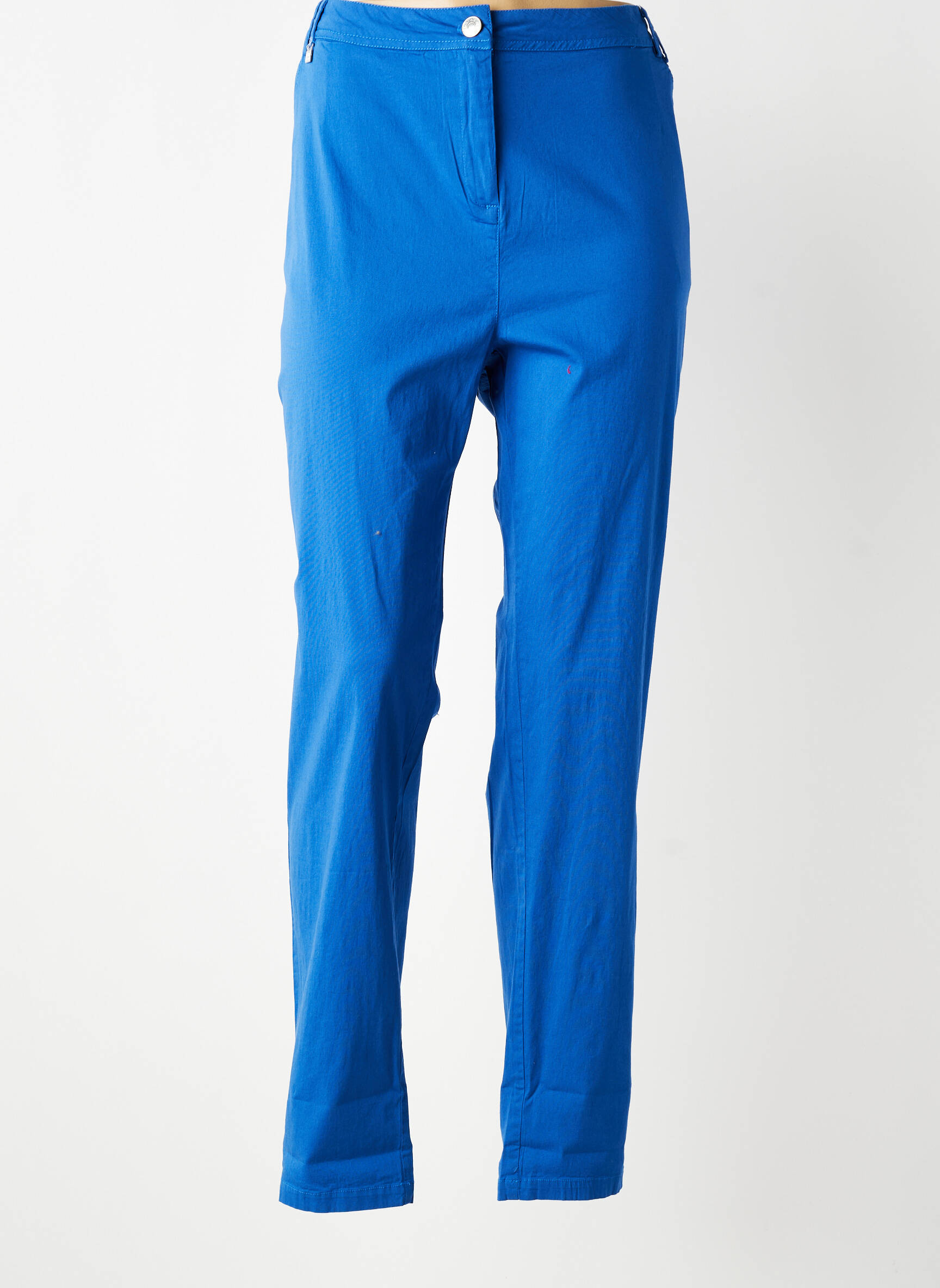 Pantalon slim țesătură poplin mărime normală albastru AGATHE & LOUISE femeie
