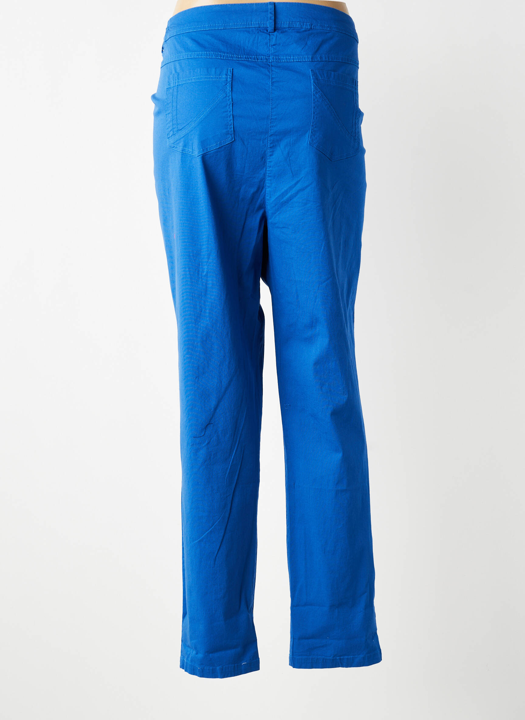 Pantalon slim țesătură poplin mărime normală albastru AGATHE & LOUISE femeie