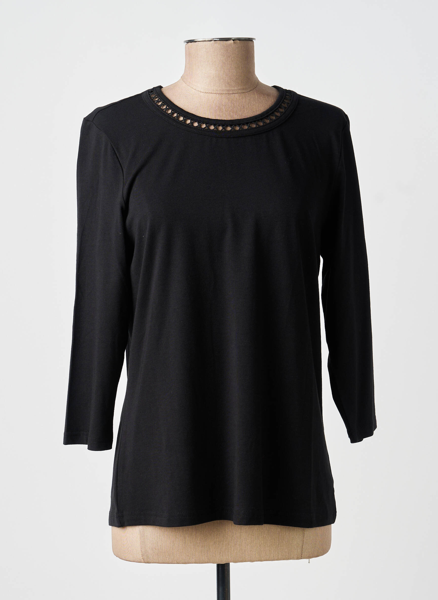 Tricou mâneci 3/4 mâneci 3/4 negru SIGNATURE femeie