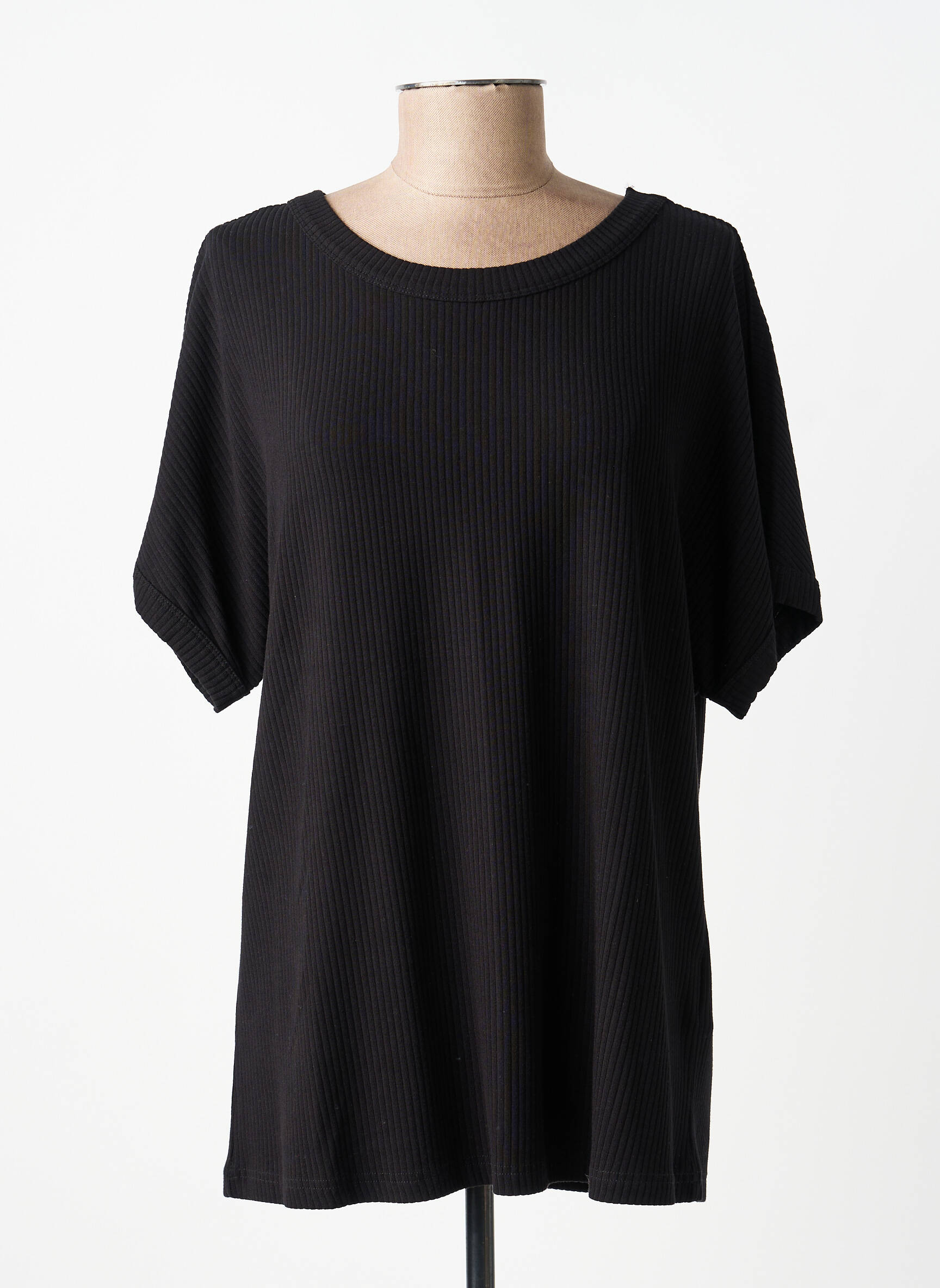 Tricou croială dreaptă mâneci scurte negru CISO femeie