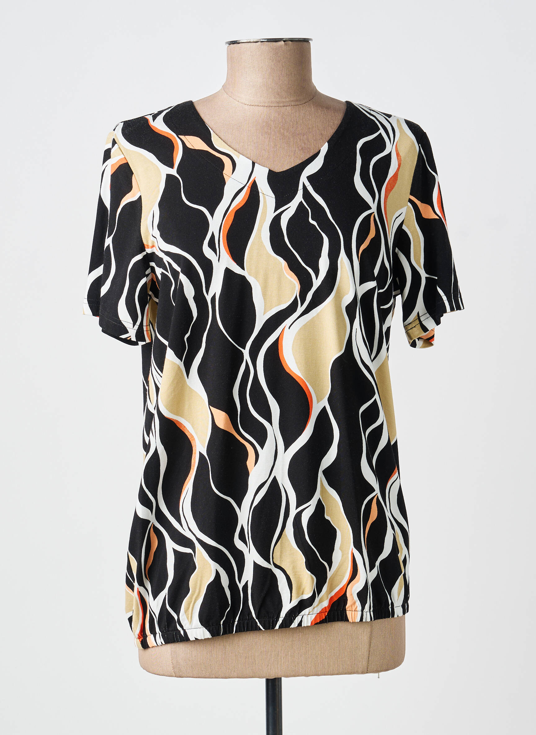 Tricou imprimeu fantezie mâneci scurte negru BRANDTEX femeie