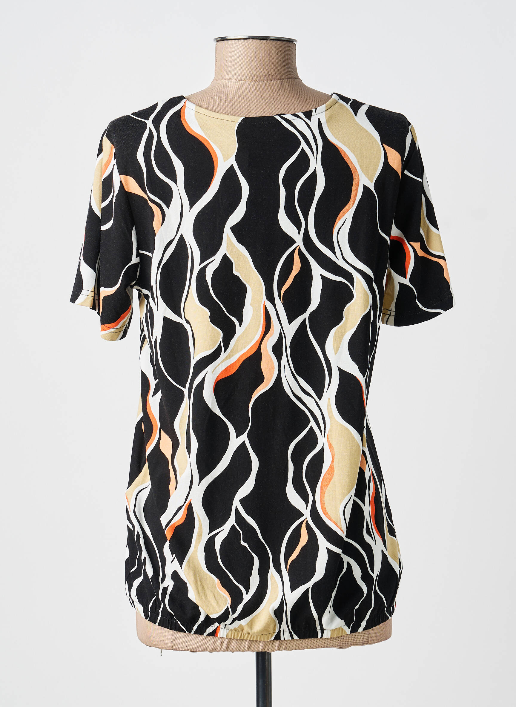 Tricou imprimeu fantezie mâneci scurte negru BRANDTEX femeie