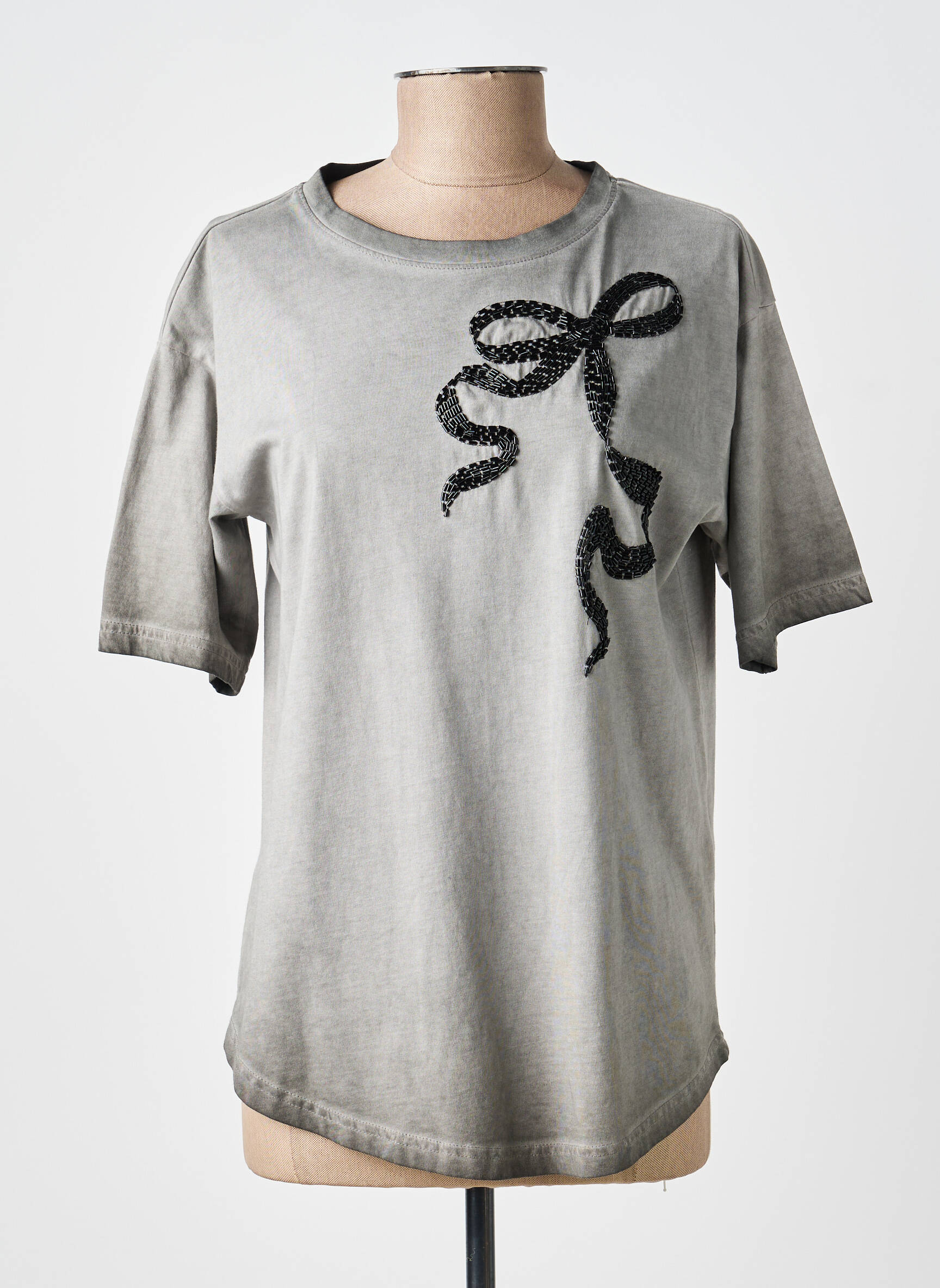 Tricou croială dreaptă mâneci scurte gri JENSEN femeie