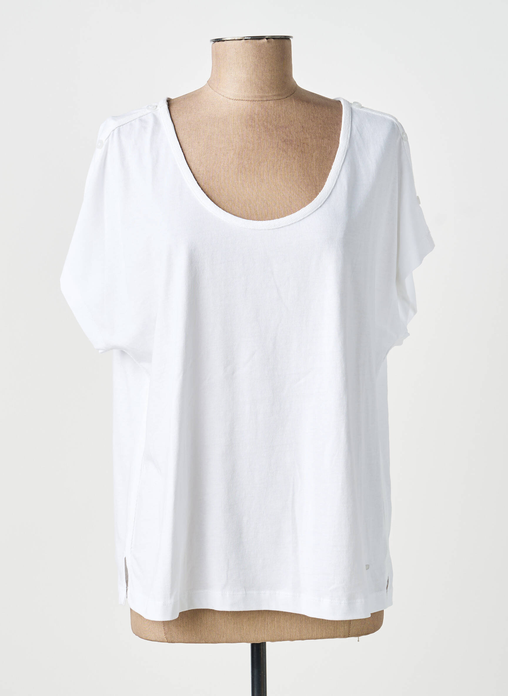 Tricou croială dreaptă mâneci scurte alb AGATHE & LOUISE femeie