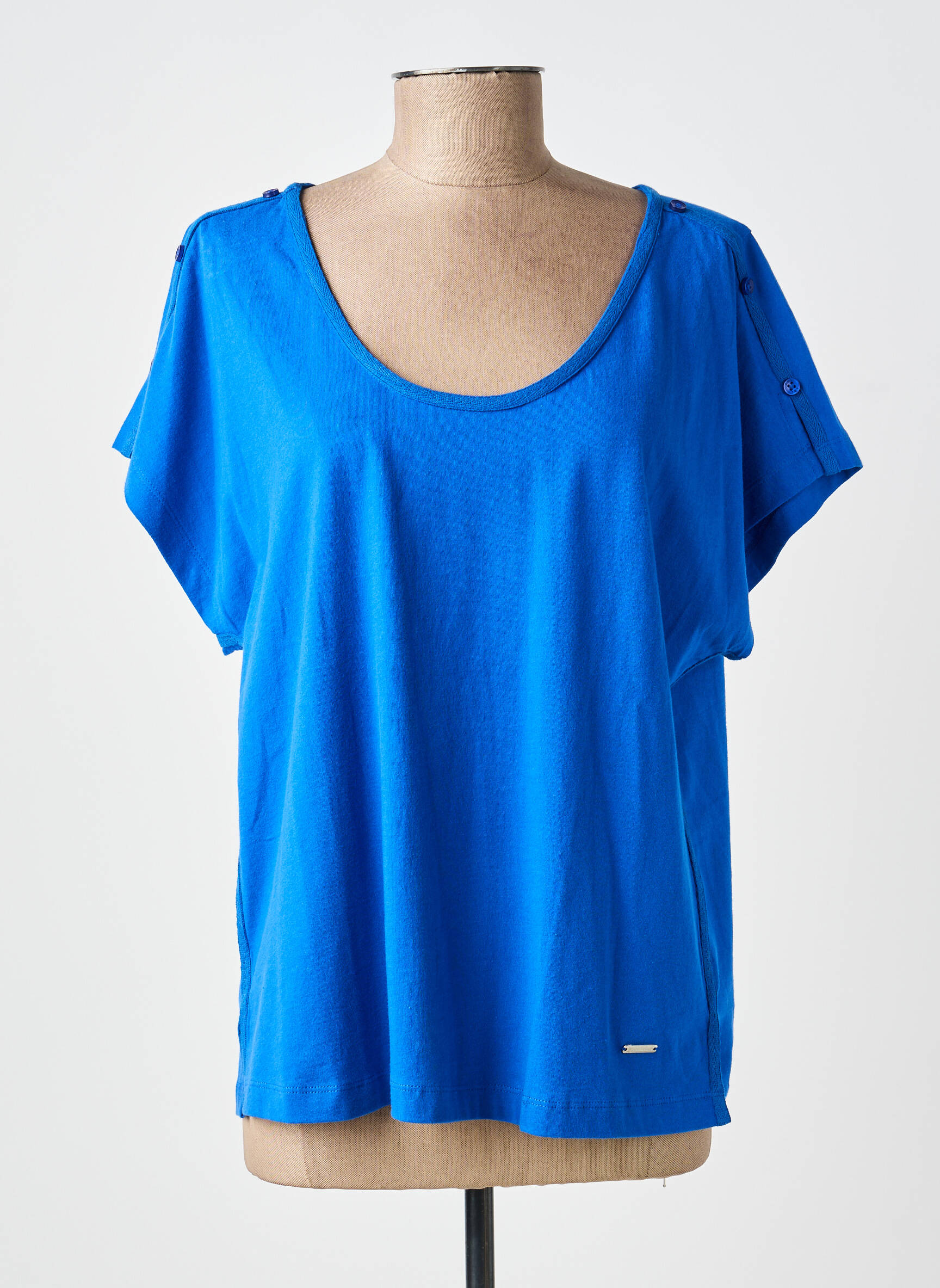 Tricou croială dreaptă mâneci scurte albastru AGATHE & LOUISE femeie