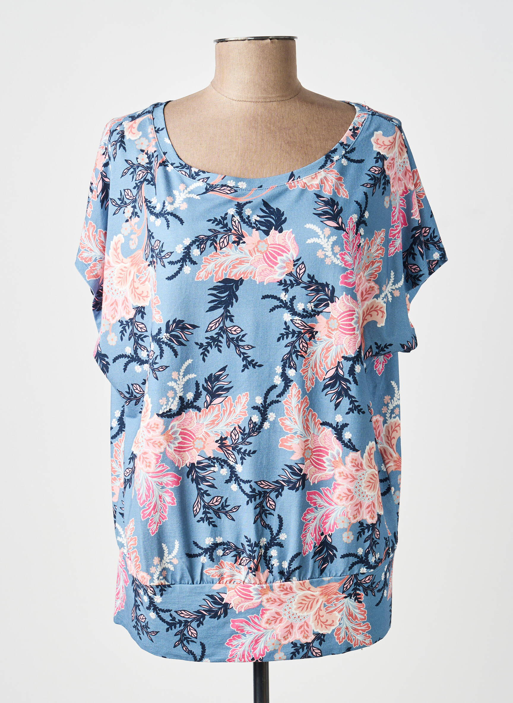 Tricou croială dreaptă mâneci scurte albastru JENSEN femeie