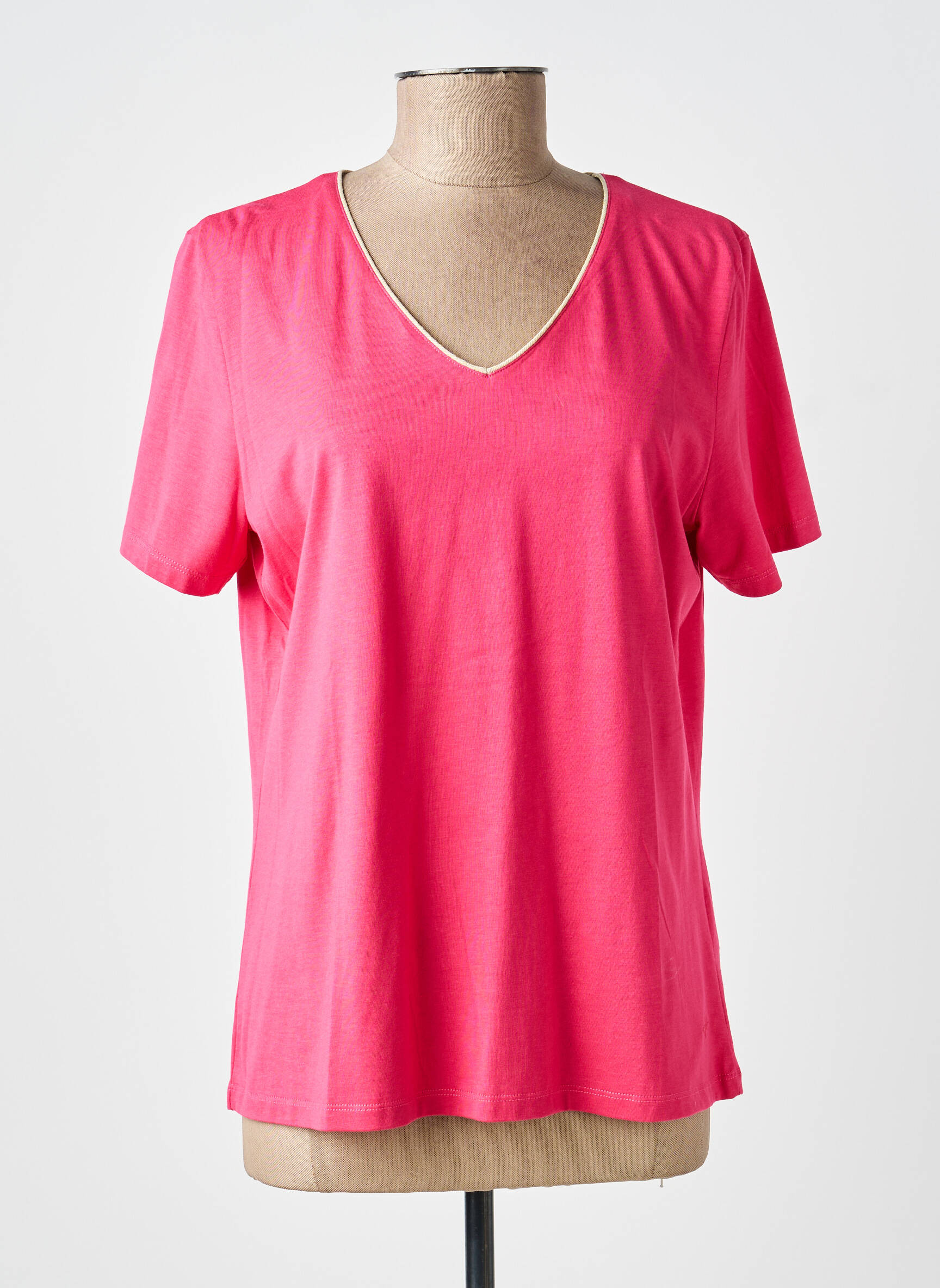 Tricou guler în v mâneci scurte roz JULIE GUERLANDE femeie