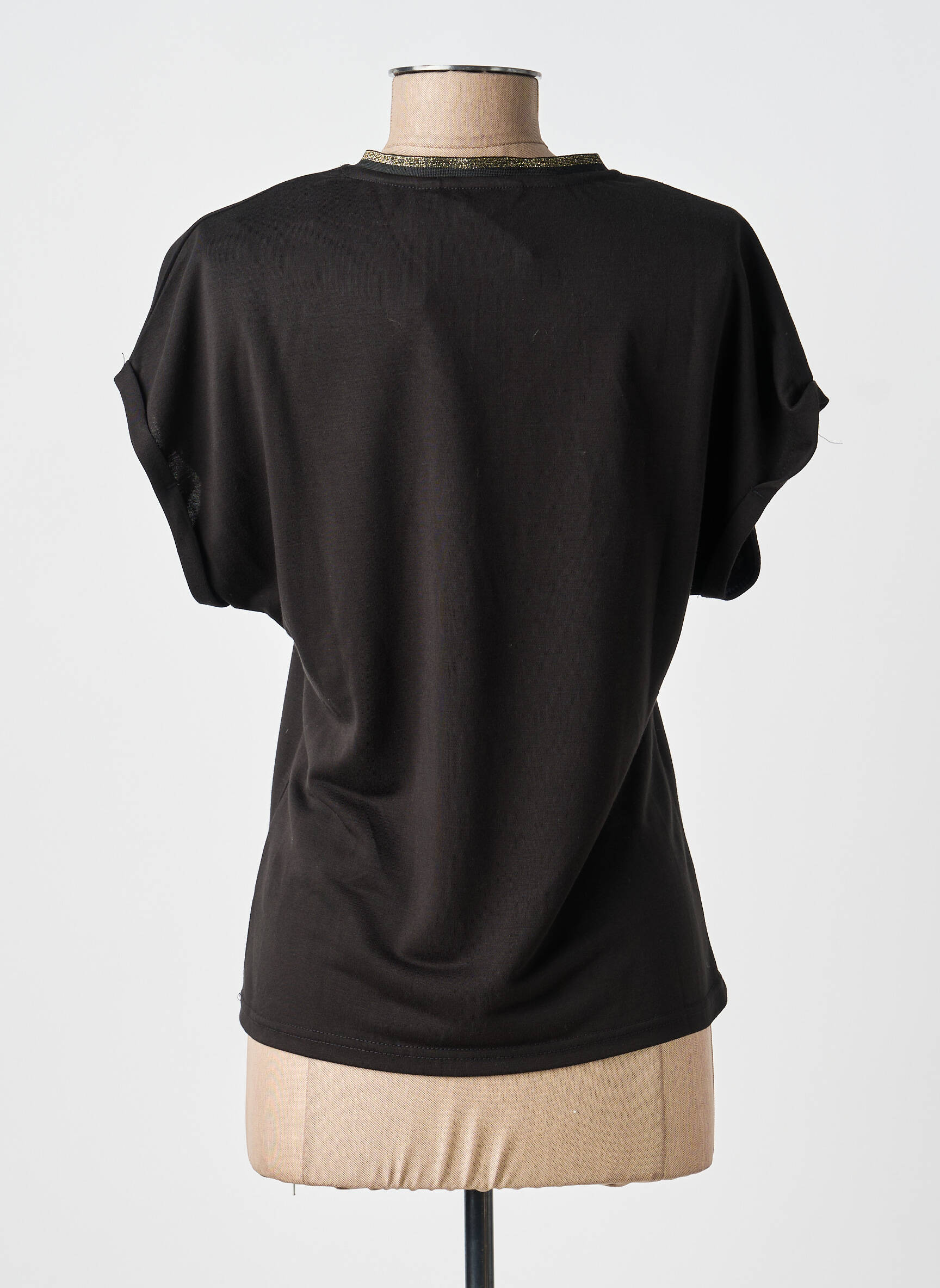 Tricou guler în v mâneci scurte negru B.YOUNG femeie