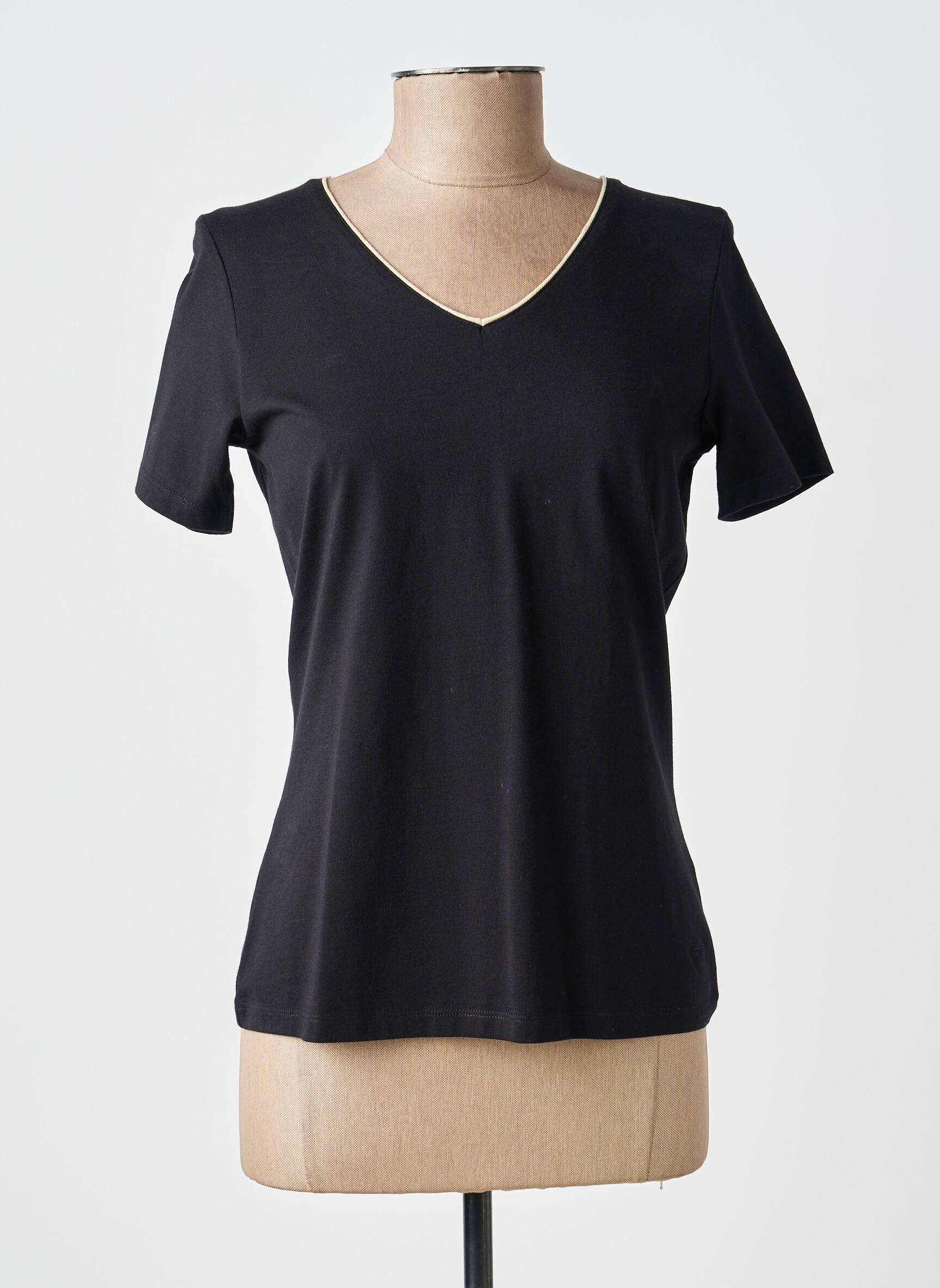 Tricou guler în v mâneci scurte negru JULIE GUERLANDE femeie