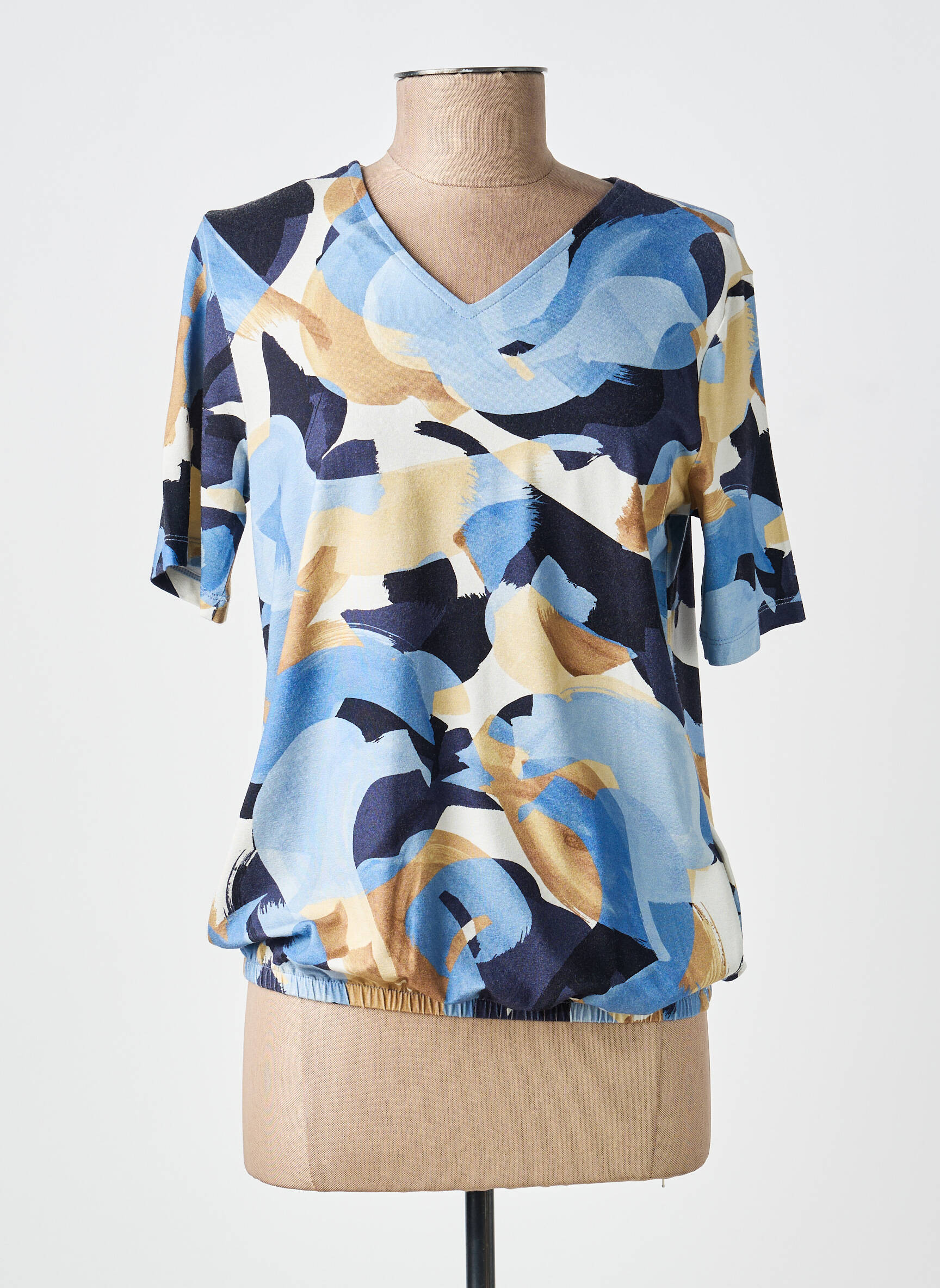 Tricou imprimeu fantezie mâneci scurte albastru BRANDTEX femeie