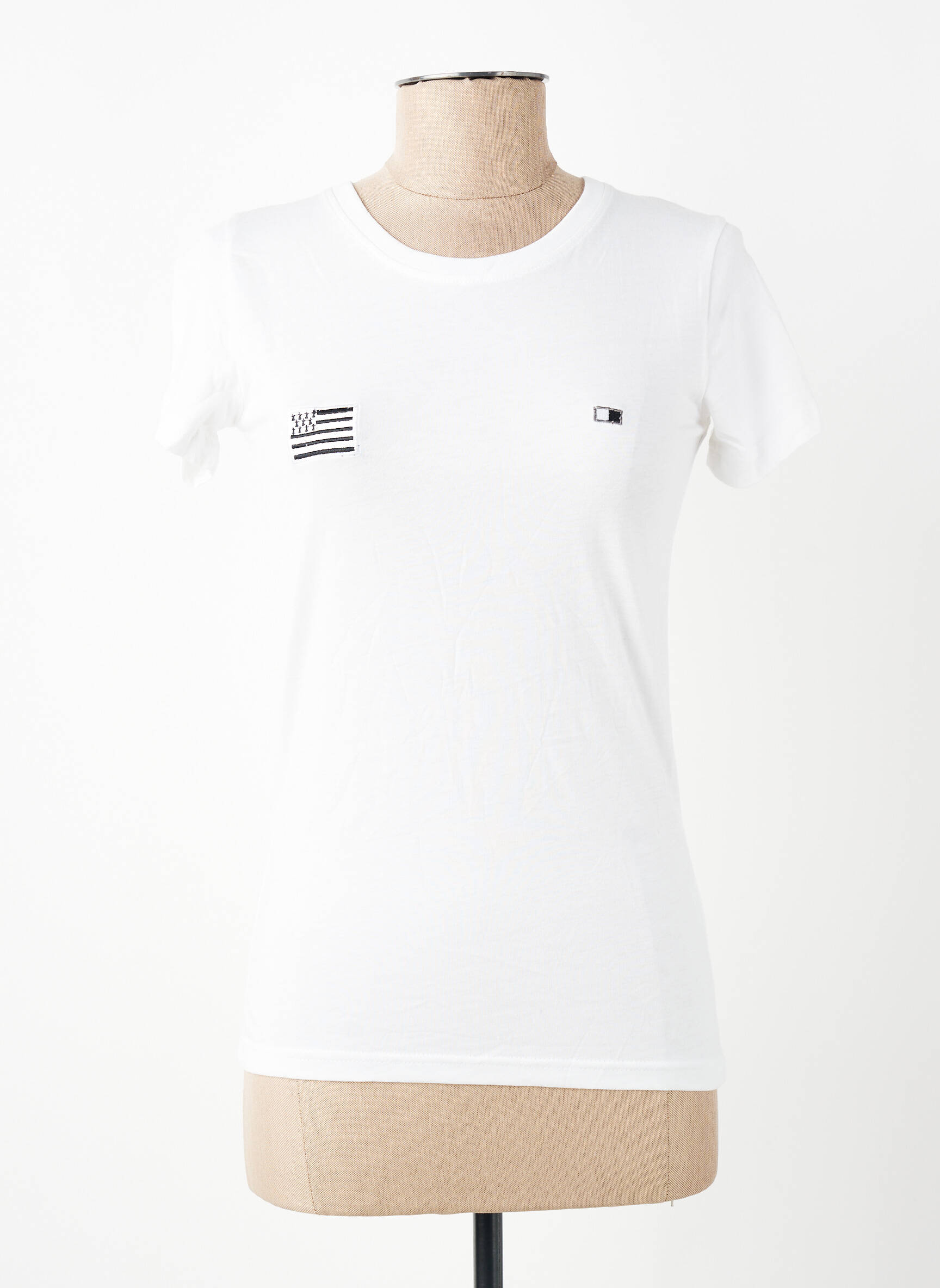 Tricou croială cambrată mâneci scurte alb GWEN & BLACK femeie
