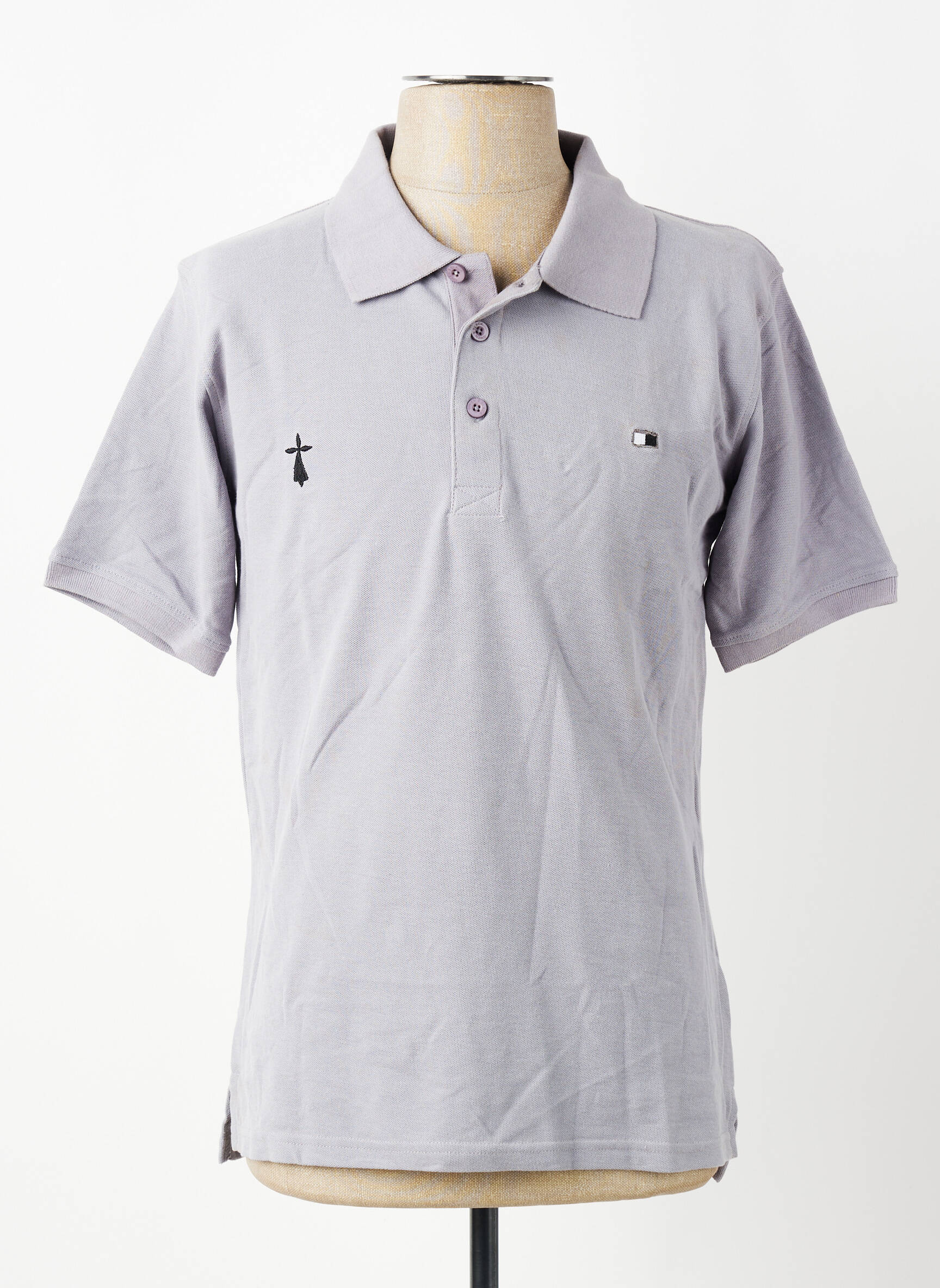 Polo croială dreaptă mâneci scurte gri GWEN & BLACK bărbat