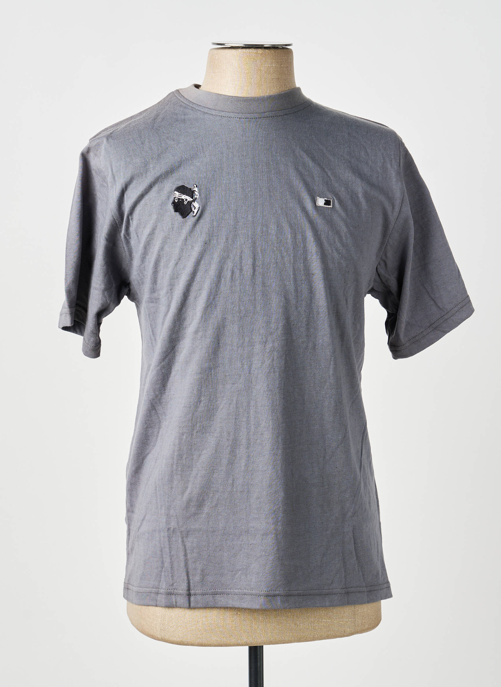 Tricou broderie mâneci scurte gri GWEN & BLACK bărbat
