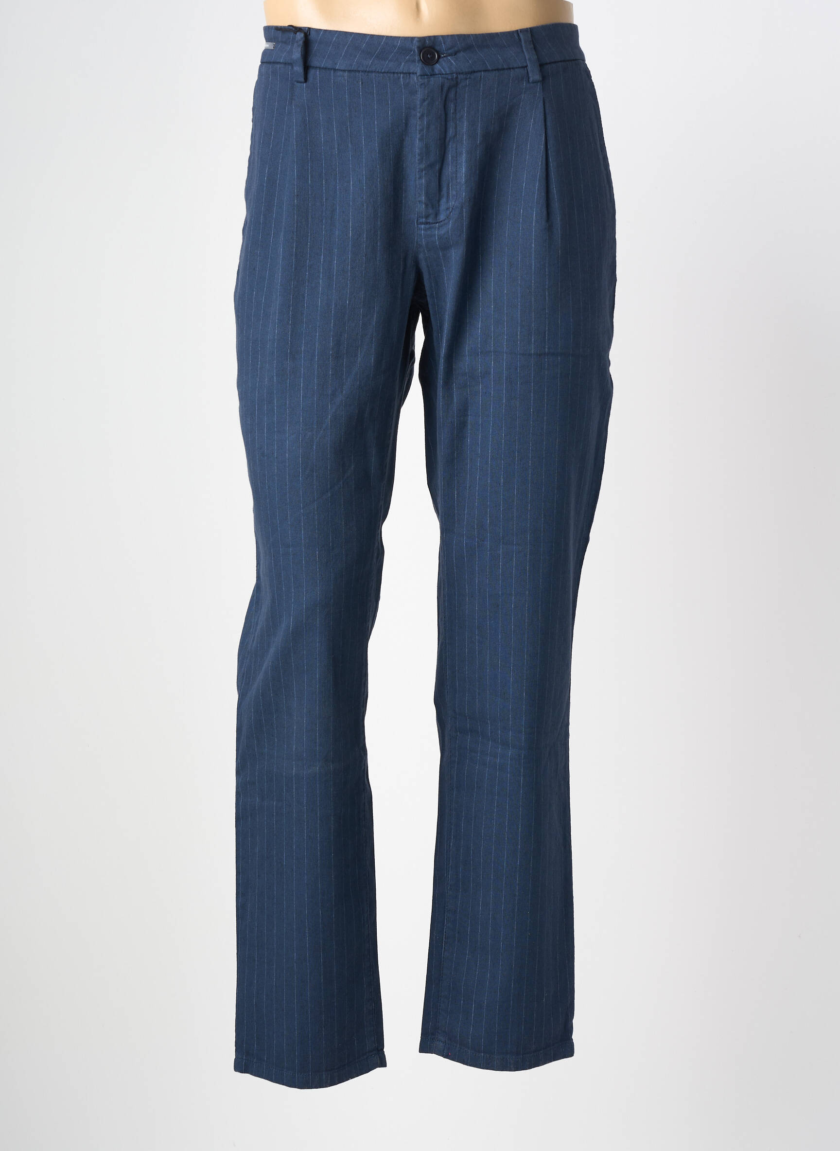 Pantalon chino țesătură poplin mărime normală albastru AMERICAN BASIC femeie