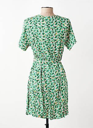 Rochie scurtă imprimeu floral mâneci scurte verde MISS SARA FASHION femeie