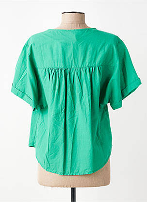 Bluză țesătură poplin mâneci scurte verde LOLA ESPELETA femeie