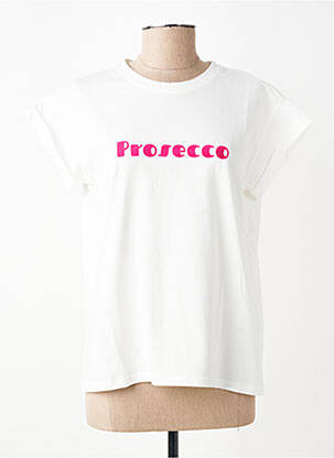 Tricou serigrafie flockată mâneci scurte alb GRACE & MILA femeie