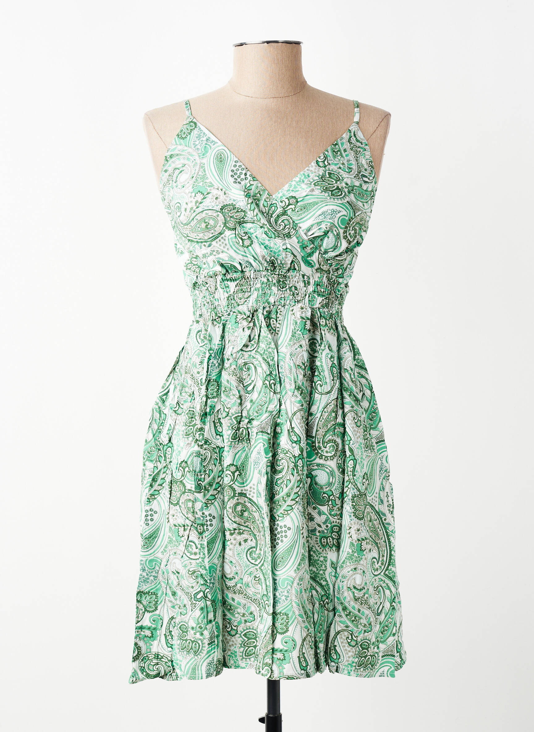 Rochie scurtă croială cambrată bretele subțiri verde MISS SARA FASHION femeie