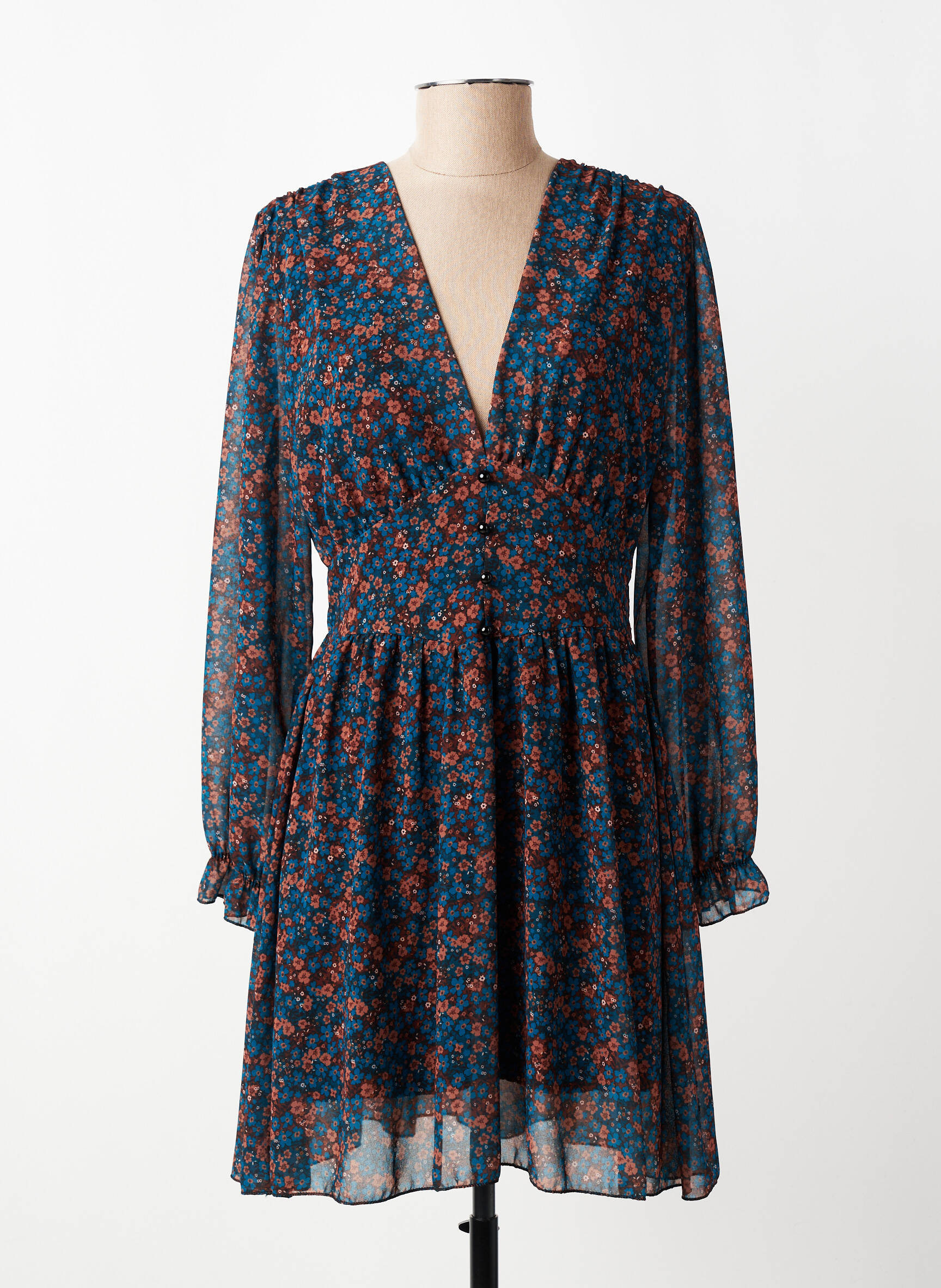 Rochie scurtă mâneci lungi mâneci lungi albastru NEW COLLECTION femeie