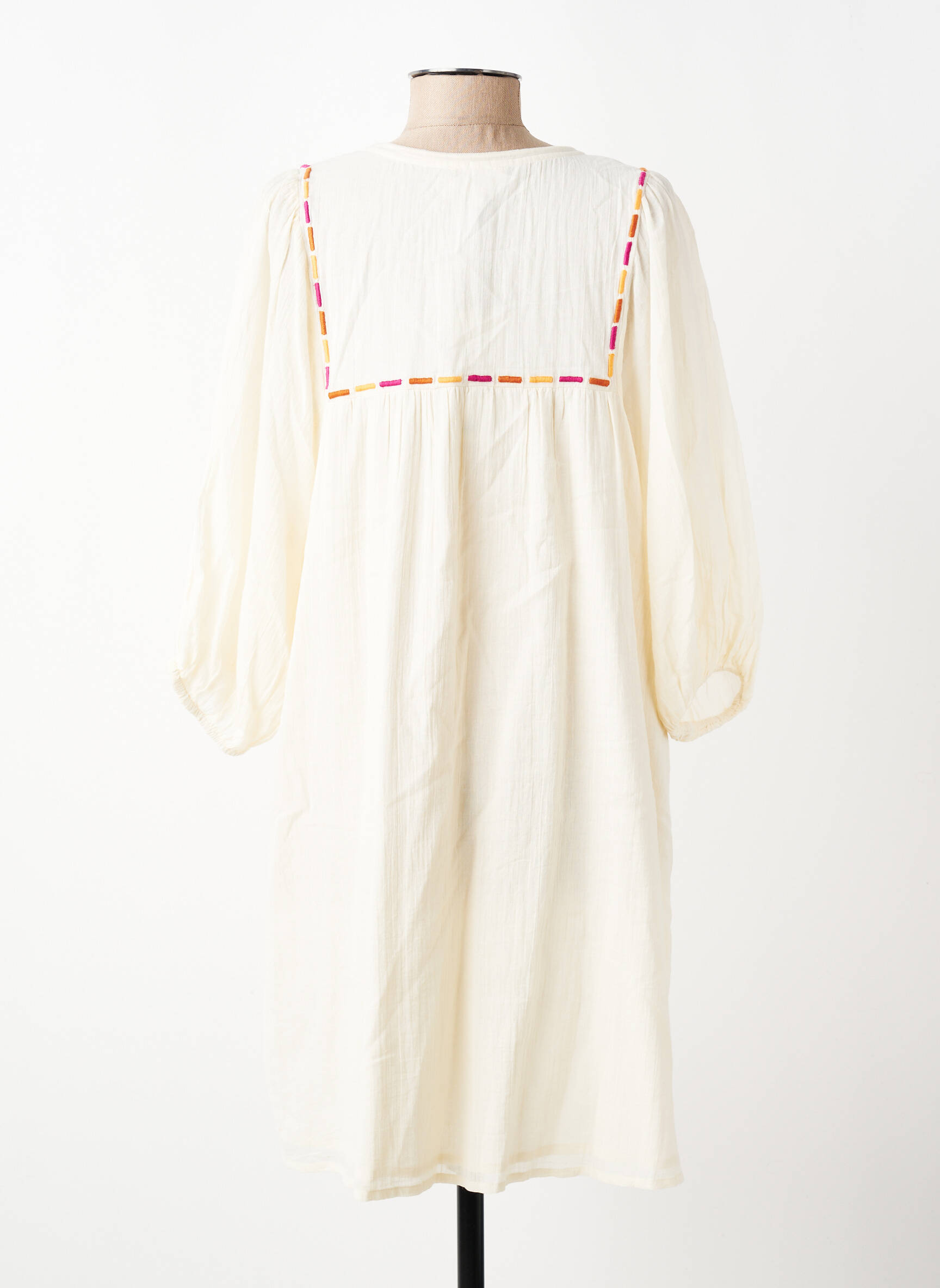 Rochie midi mâneci 3/4 mâneci 3/4 bej LOLA ESPELETA femeie
