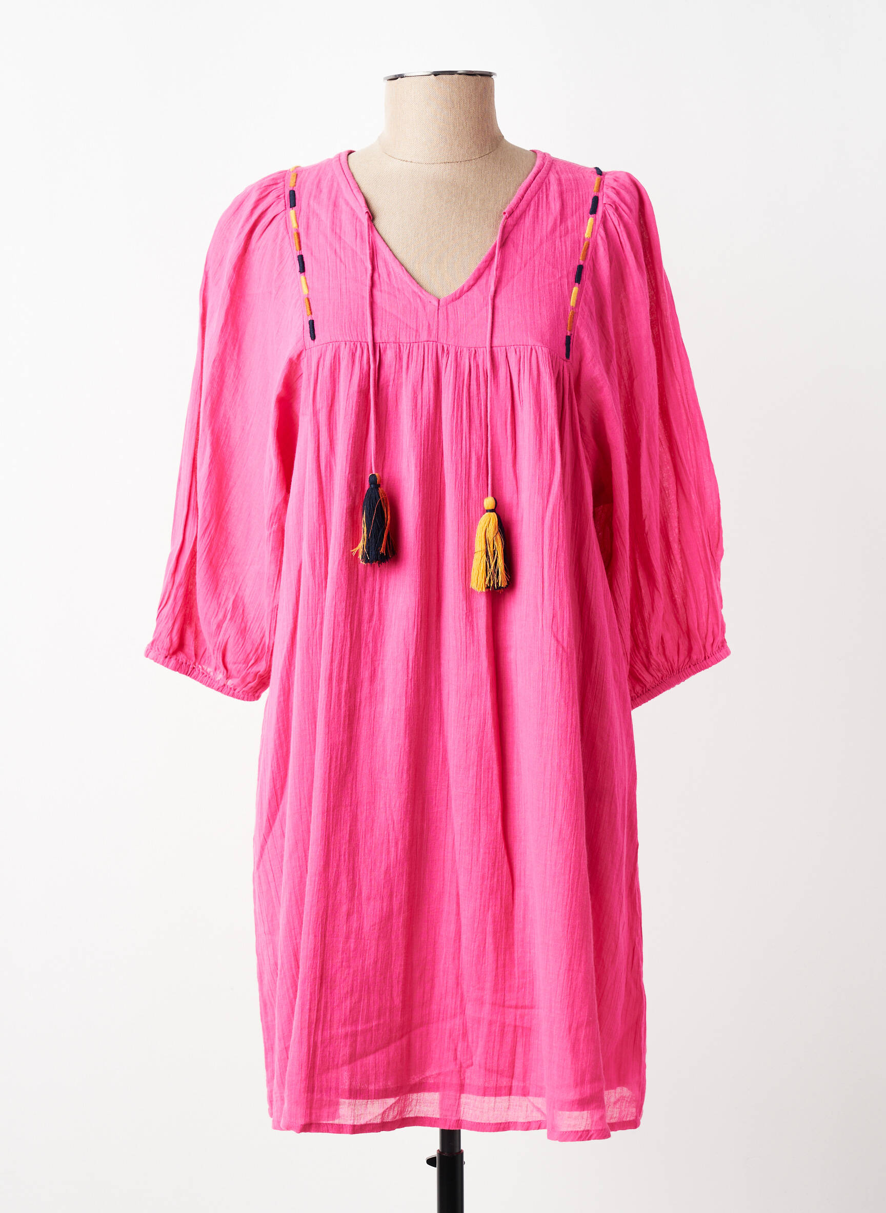 Rochie midi mâneci 3/4 mâneci 3/4 roz LOLA ESPELETA femeie