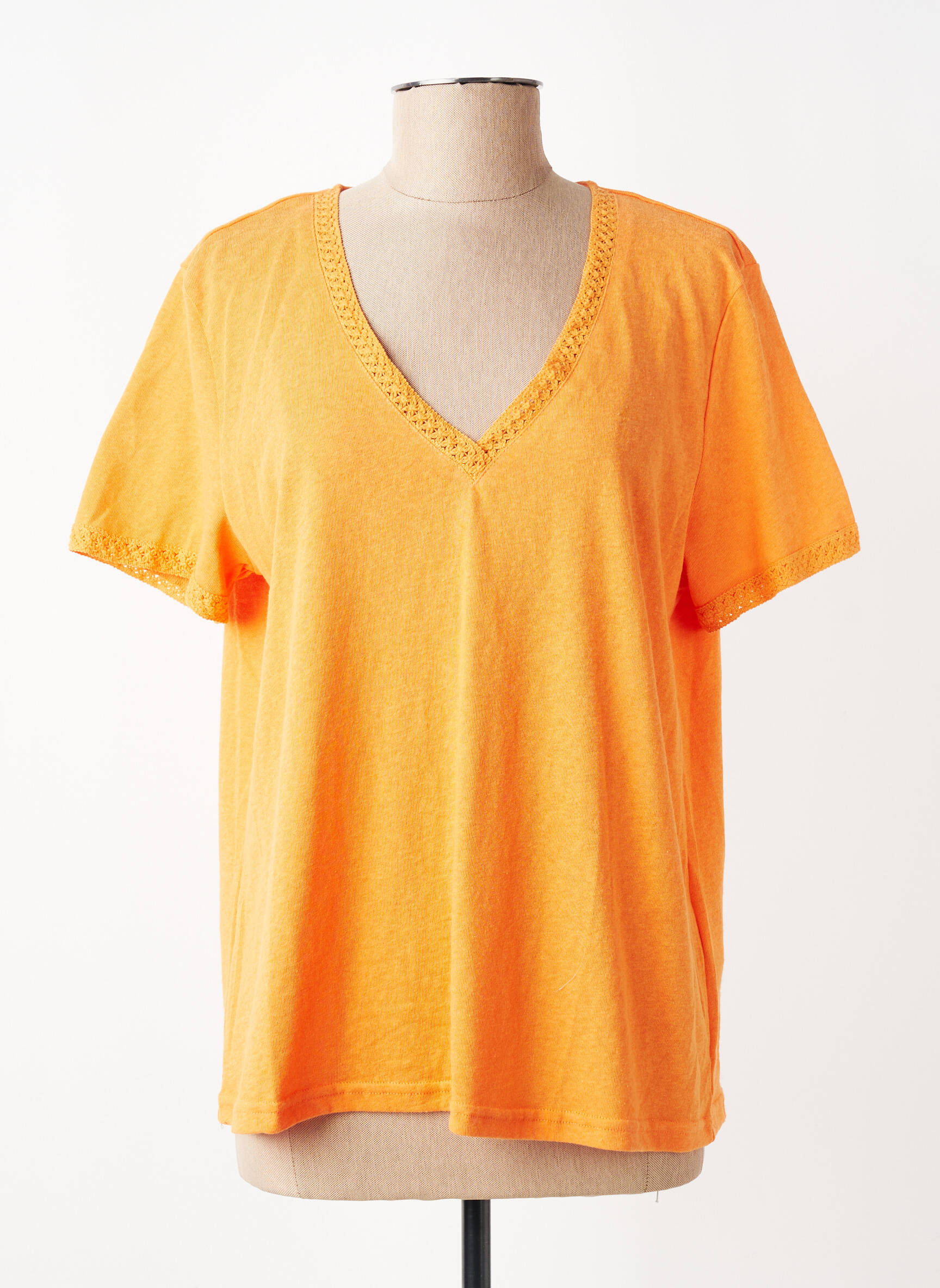 Tricou croială dreaptă mâneci scurte portocalie GRACE & MILA femeie