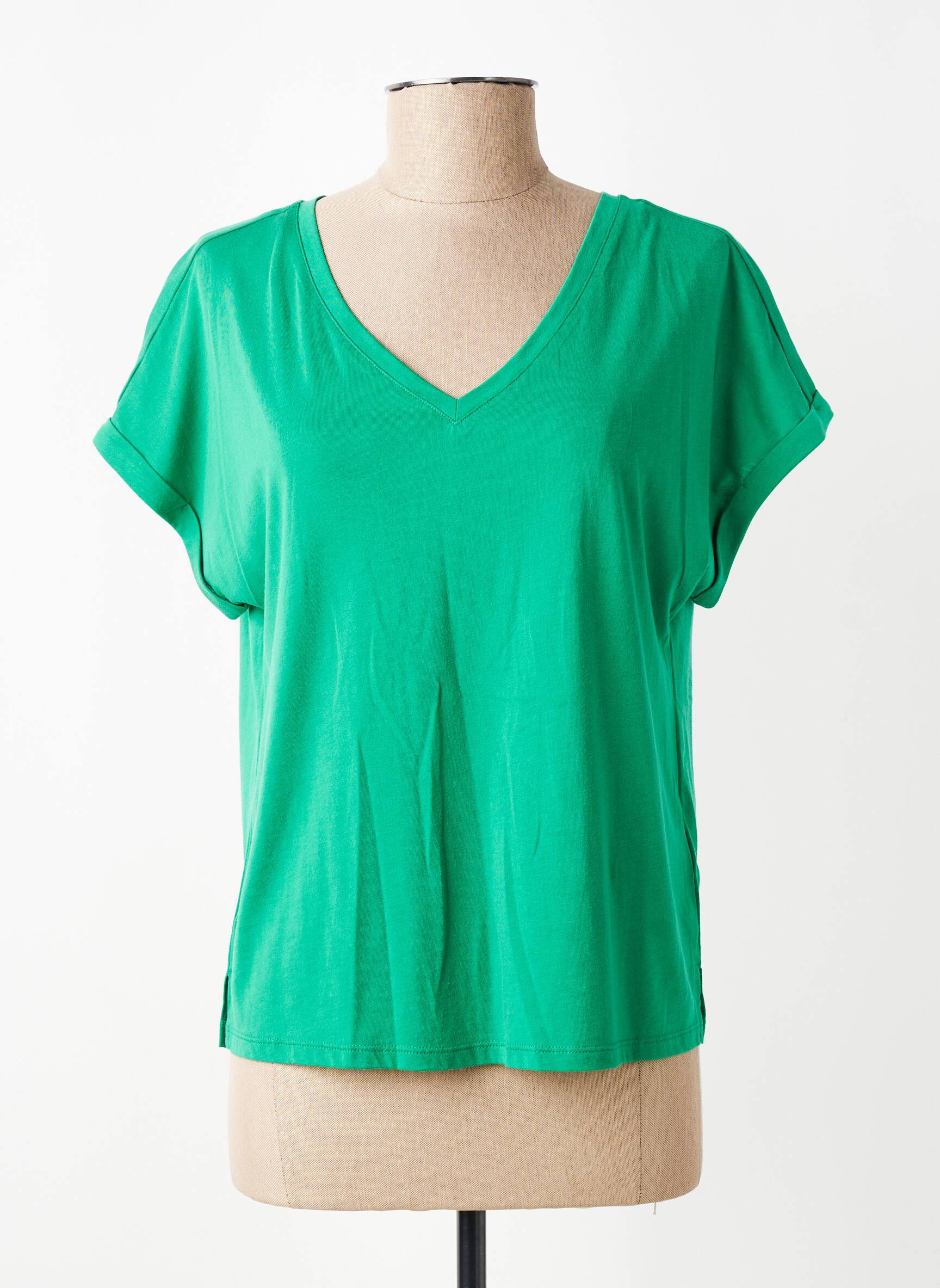 Tricou croială dreaptă mâneci scurte verde LOLA ESPELETA femeie