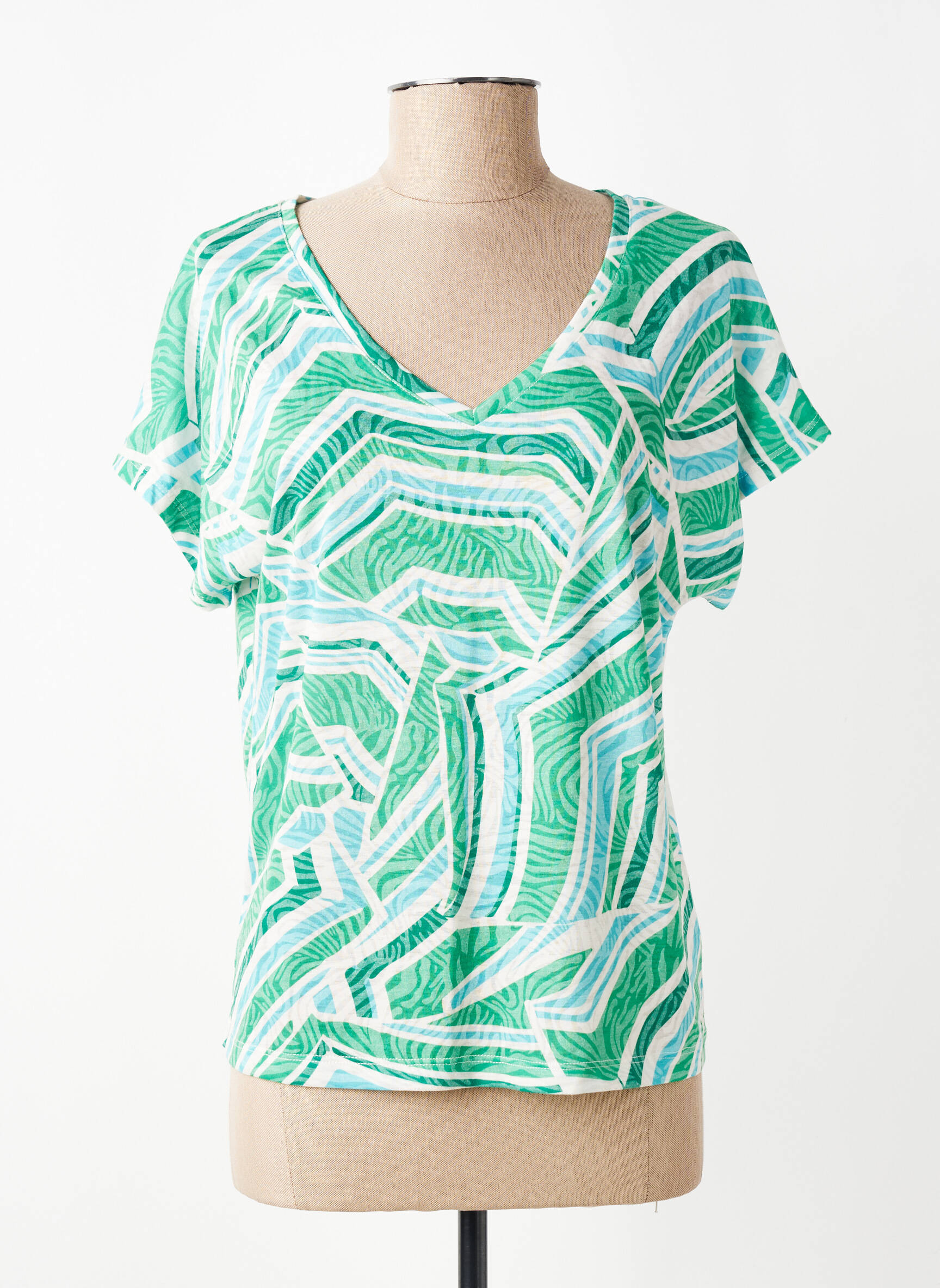 Tricou imprimeu fantezie mâneci scurte verde LOLA ESPELETA femeie