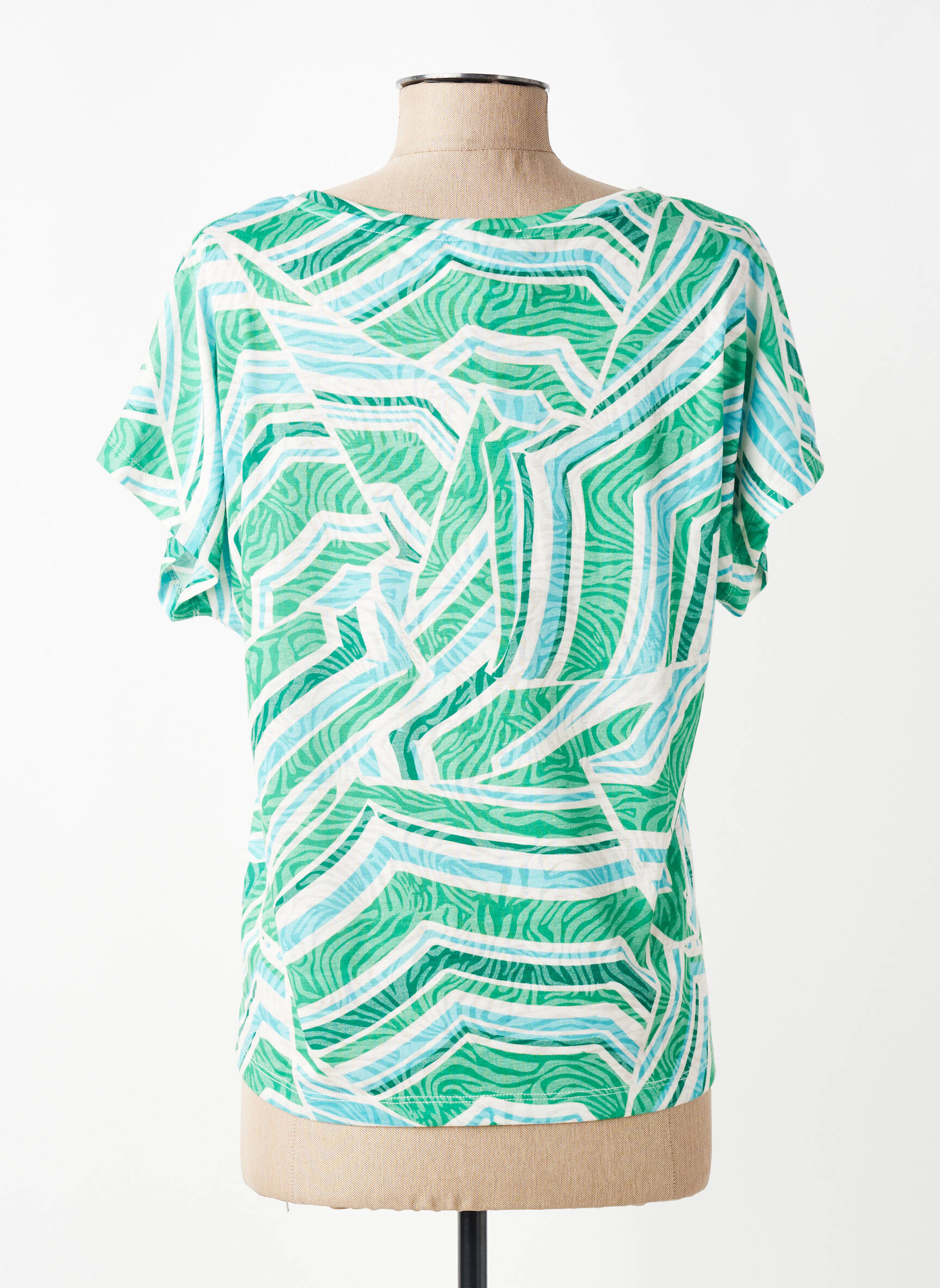 Tricou imprimeu fantezie mâneci scurte verde LOLA ESPELETA femeie