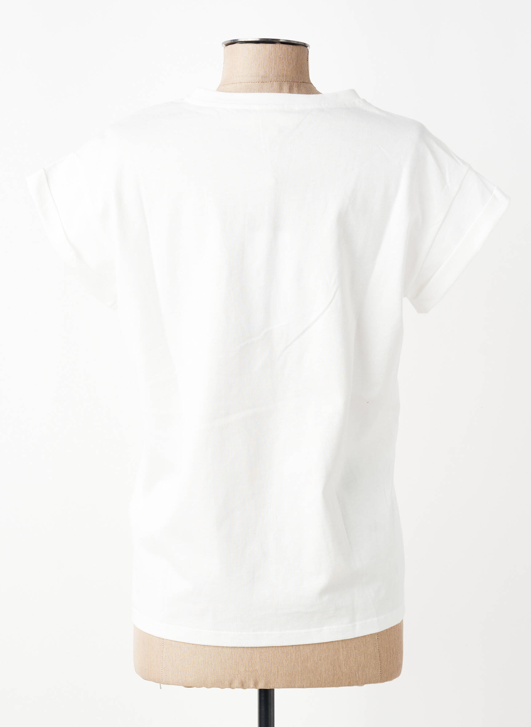 Tricou serigrafie flockată mâneci scurte alb GRACE & MILA femeie