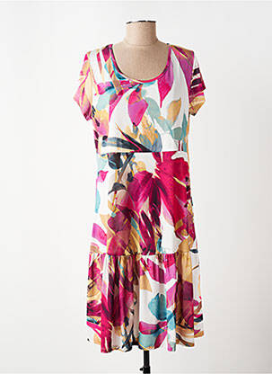 Rochie midi imprimeu floral mâneci scurte roșu GENUINE femeie
