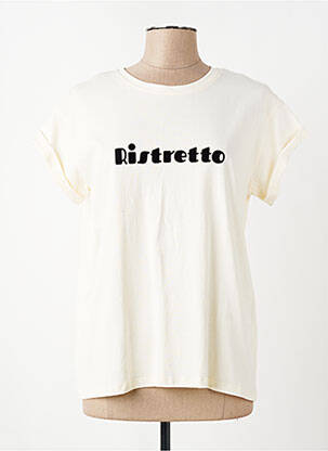 Tricou serigrafie flockată mâneci scurte bej GRACE & MILA femeie