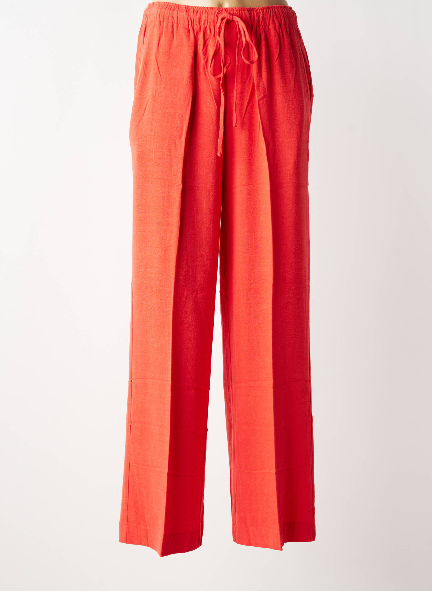 Pantalon larg țesătură crep mărime normală roșu GRACE & MILA femeie