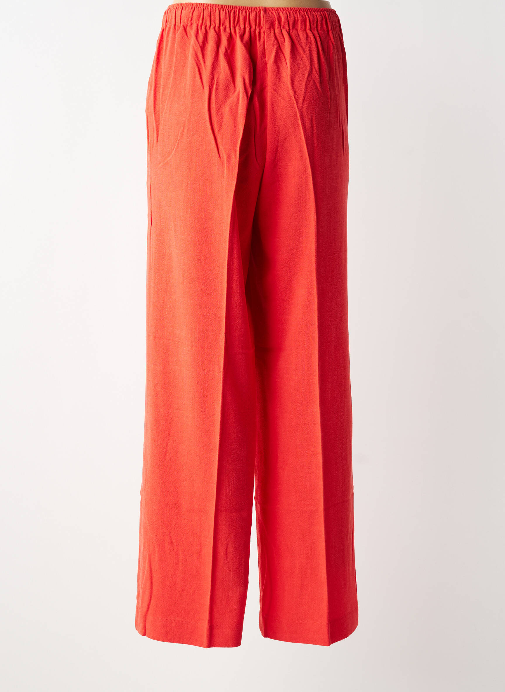 Pantalon larg țesătură crep mărime normală roșu GRACE & MILA femeie