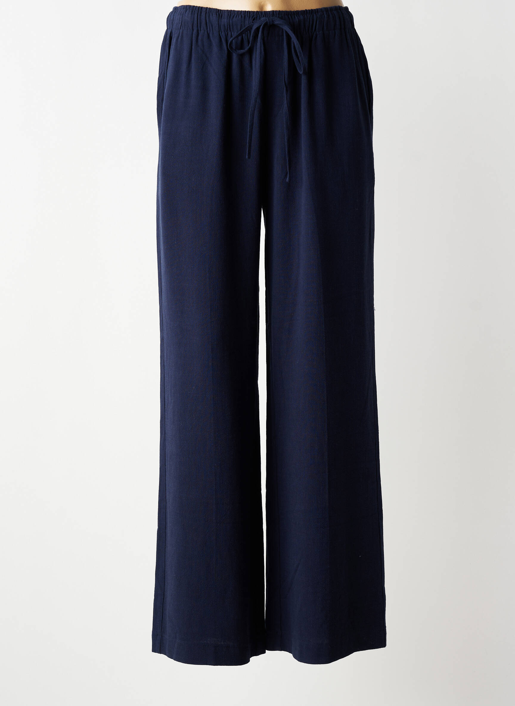 Pantalon larg țesătură crep mărime normală albastru GRACE & MILA femeie