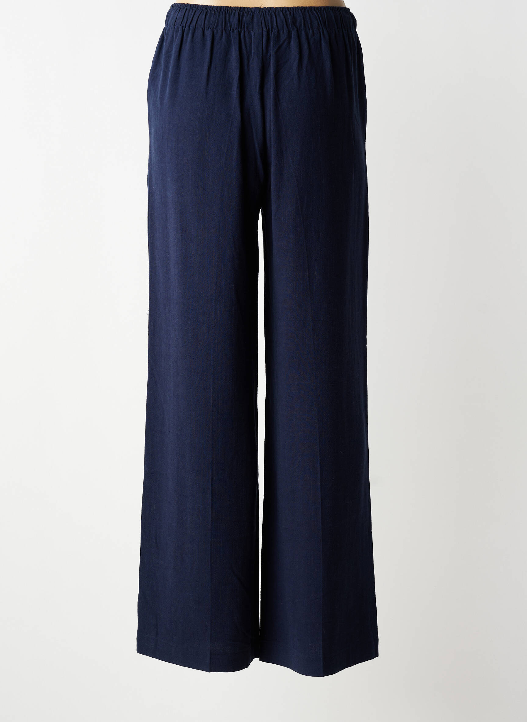 Pantalon larg țesătură crep mărime normală albastru GRACE & MILA femeie