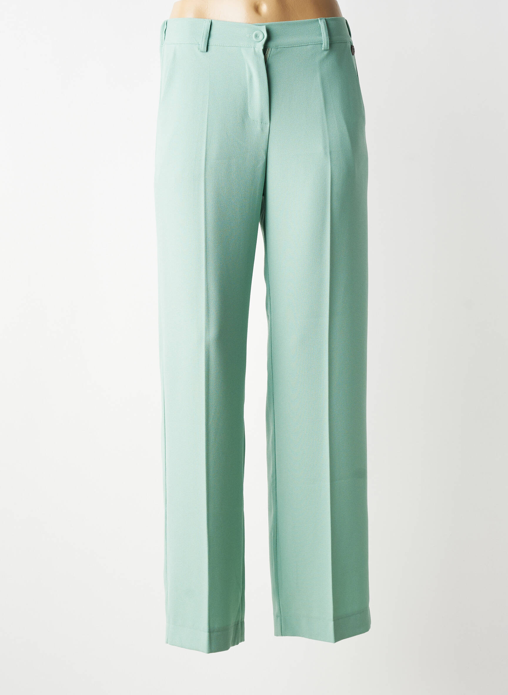 Pantalon drept țesătură crep mărime normală verde PAKO LITTO femeie