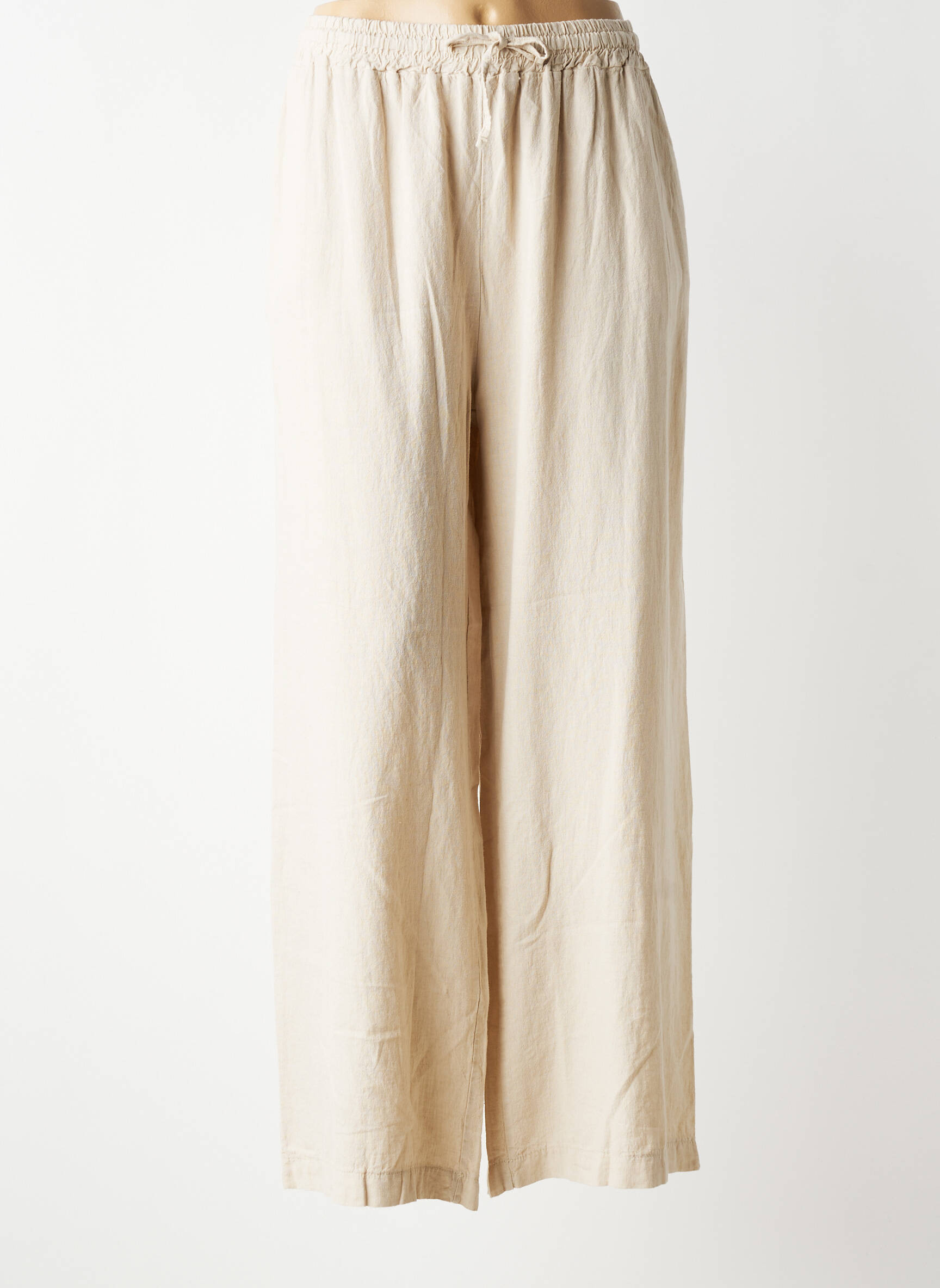 Pantalon larg buzunare mărime normală bej QUATRE VINGT JOURS femeie