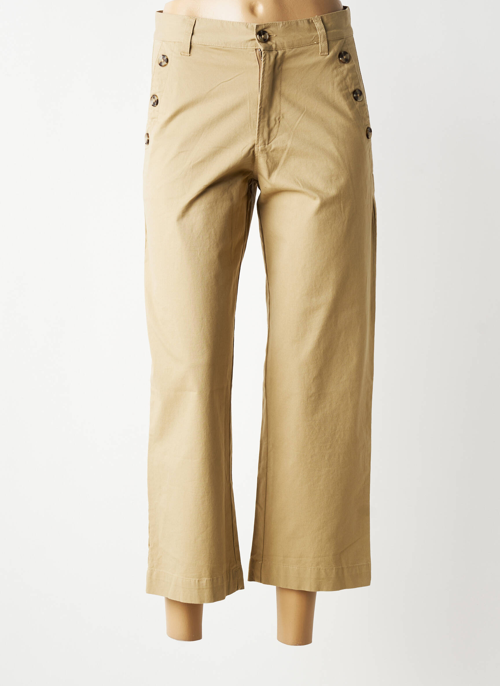 Pantalon 7/8 talie înaltă talie înaltă maro BATELA femeie