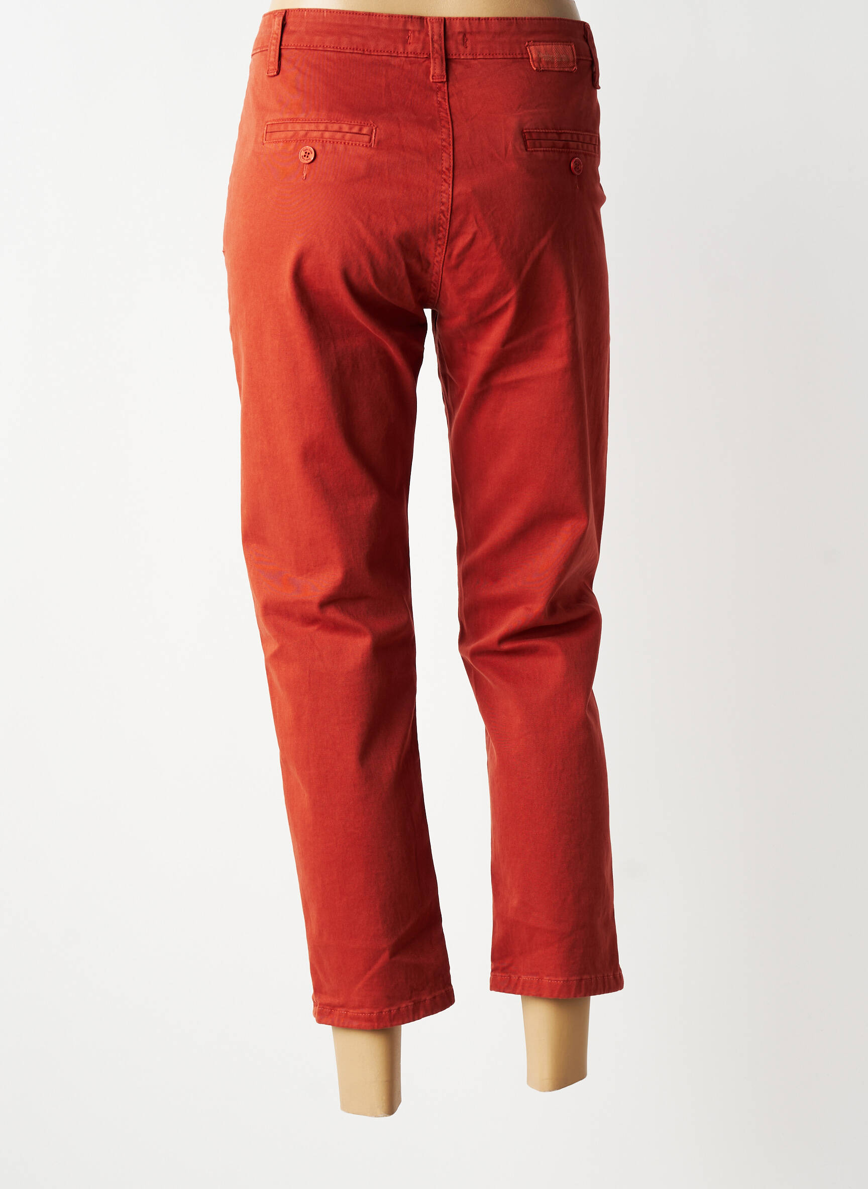 Pantalon chino țesătură poplin mărime normală portocalie PAKO LITTO femeie
