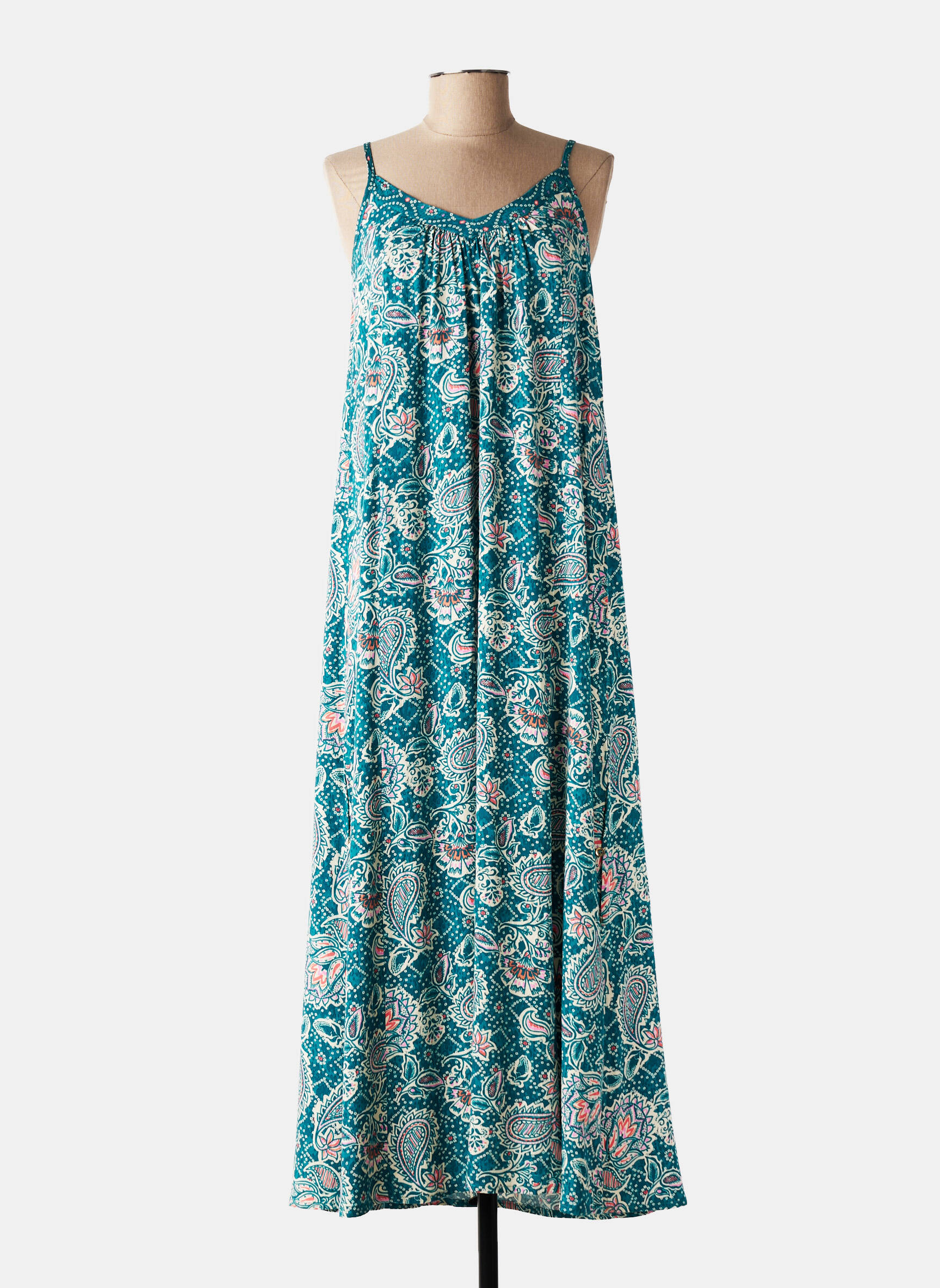 Rochie lungă croială evazată bretele subțiri verde LOLA ESPELETA femeie