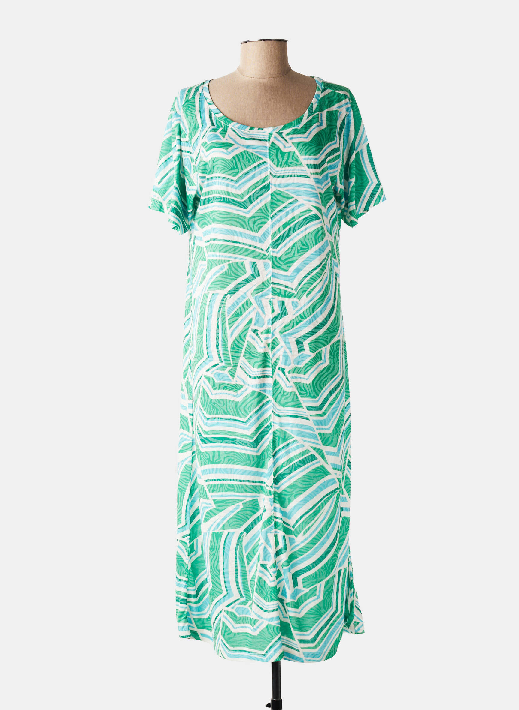 Rochie midi imprimeu fantezie mâneci scurte verde LOLA ESPELETA femeie
