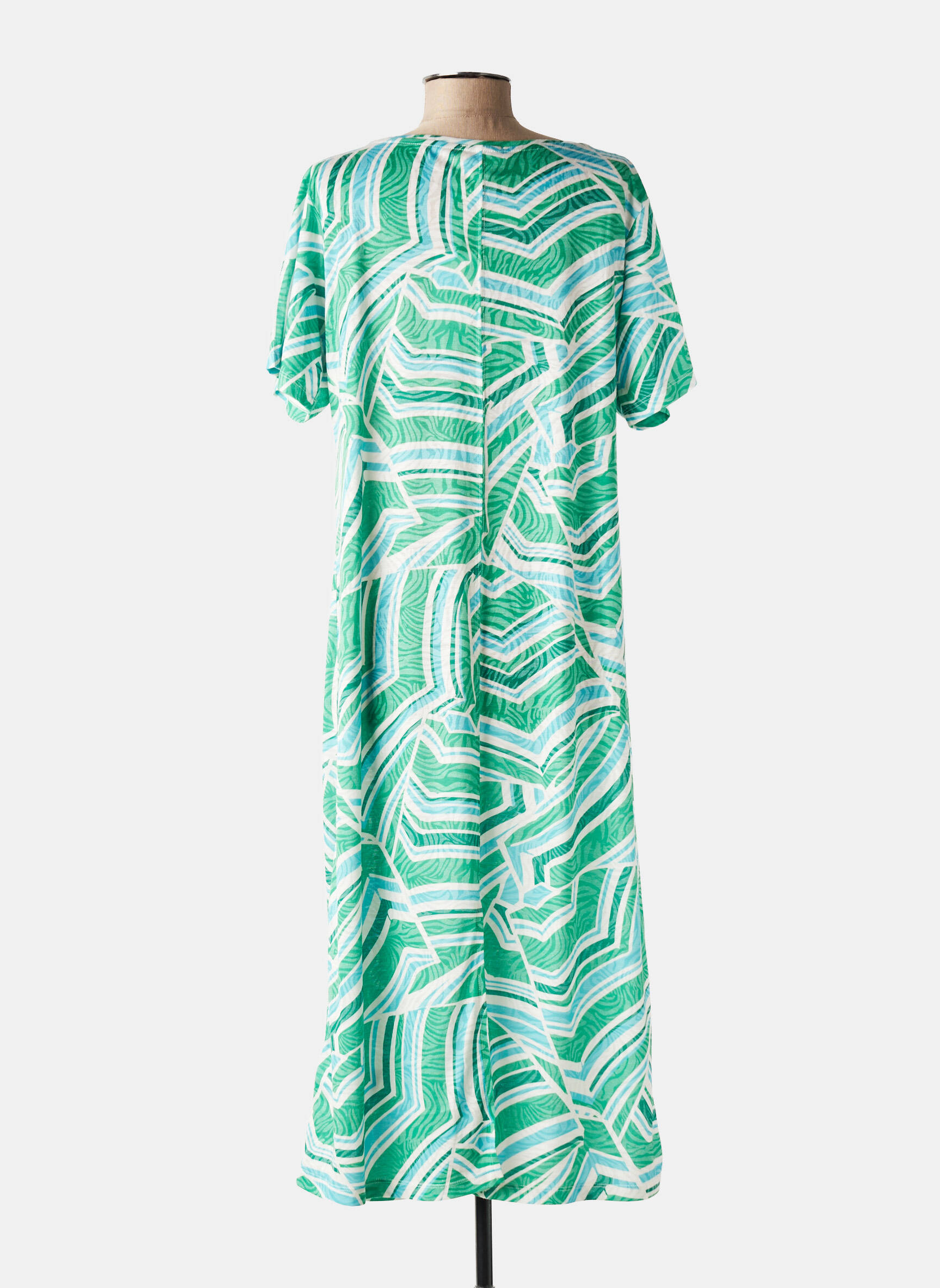 Rochie midi imprimeu fantezie mâneci scurte verde LOLA ESPELETA femeie
