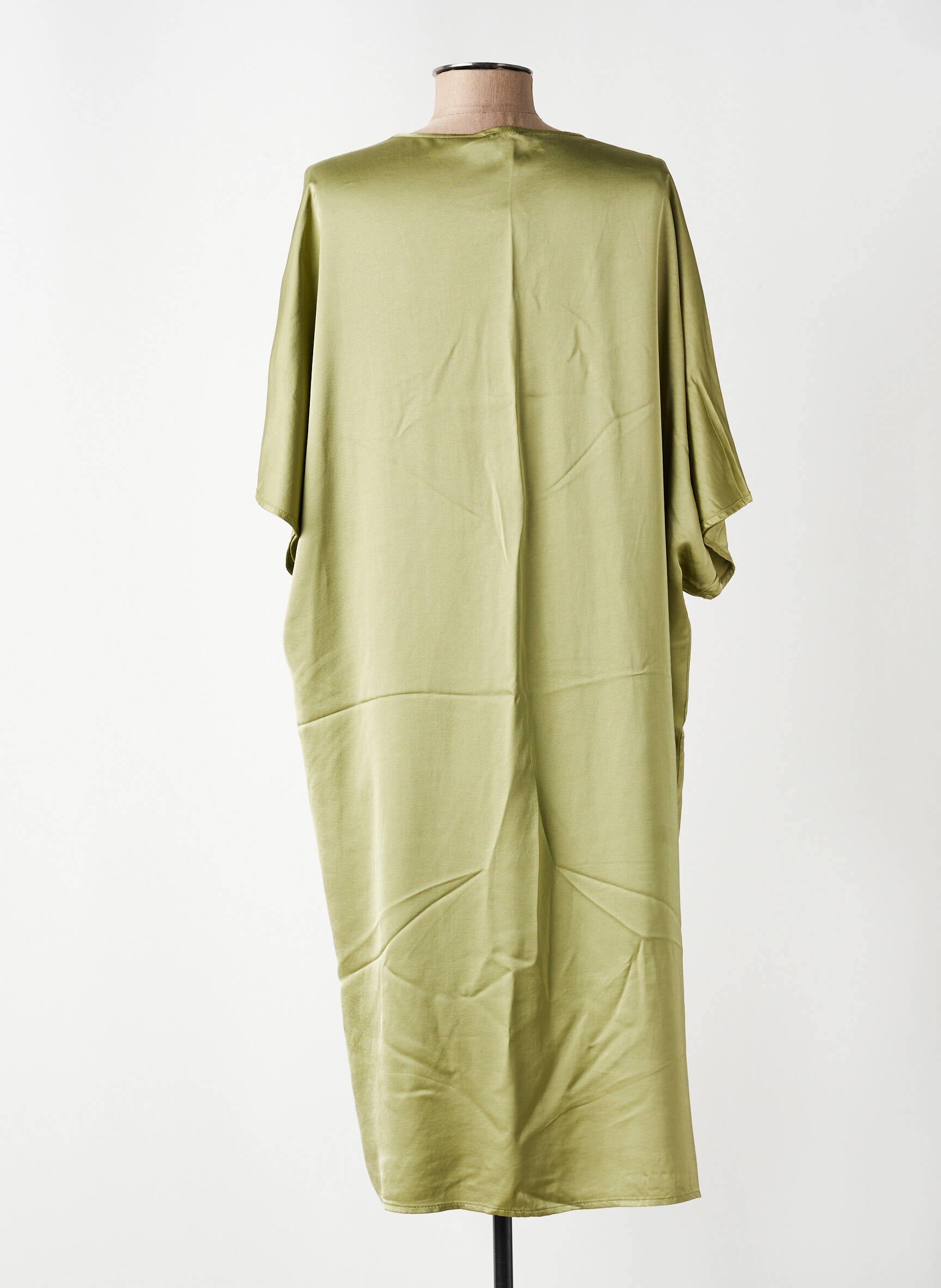Rochie midi croială fluidă mâneci scurte verde PAKO LITTO femeie