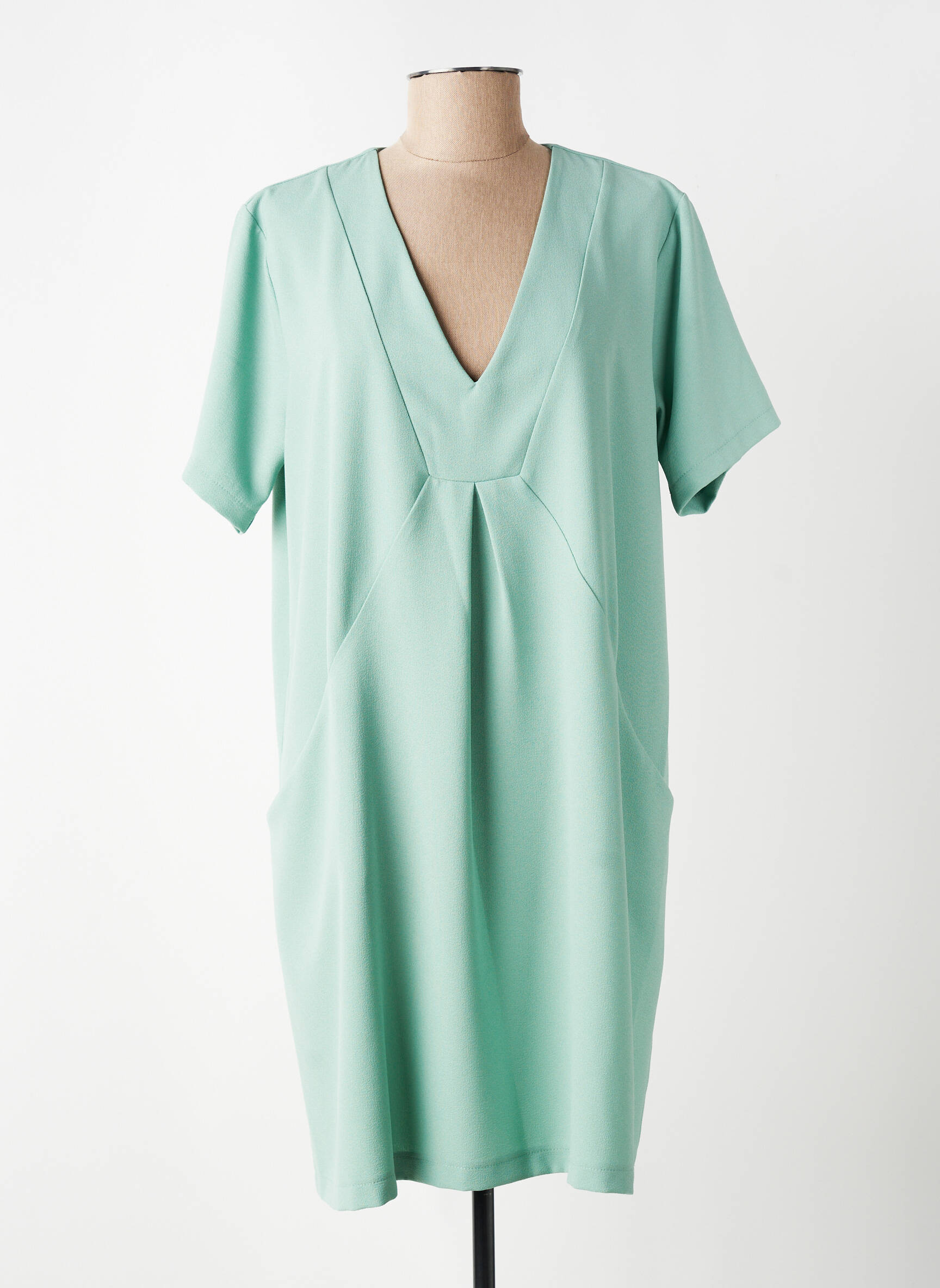 Rochie scurtă mâneci scurte mâneci scurte verde PAKO LITTO femeie