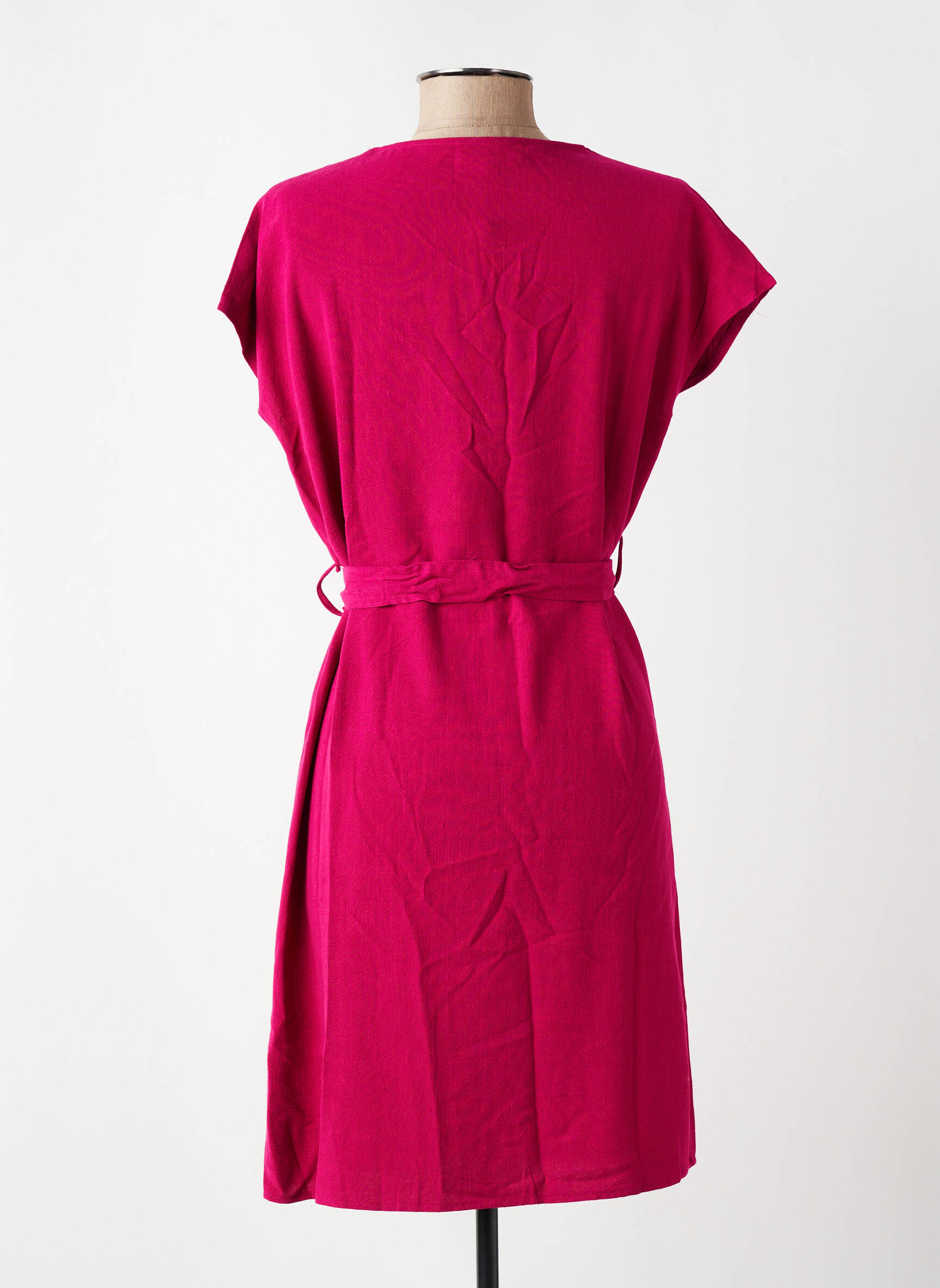Rochie midi țesătură crep mâneci scurte roz GRACE & MILA femeie