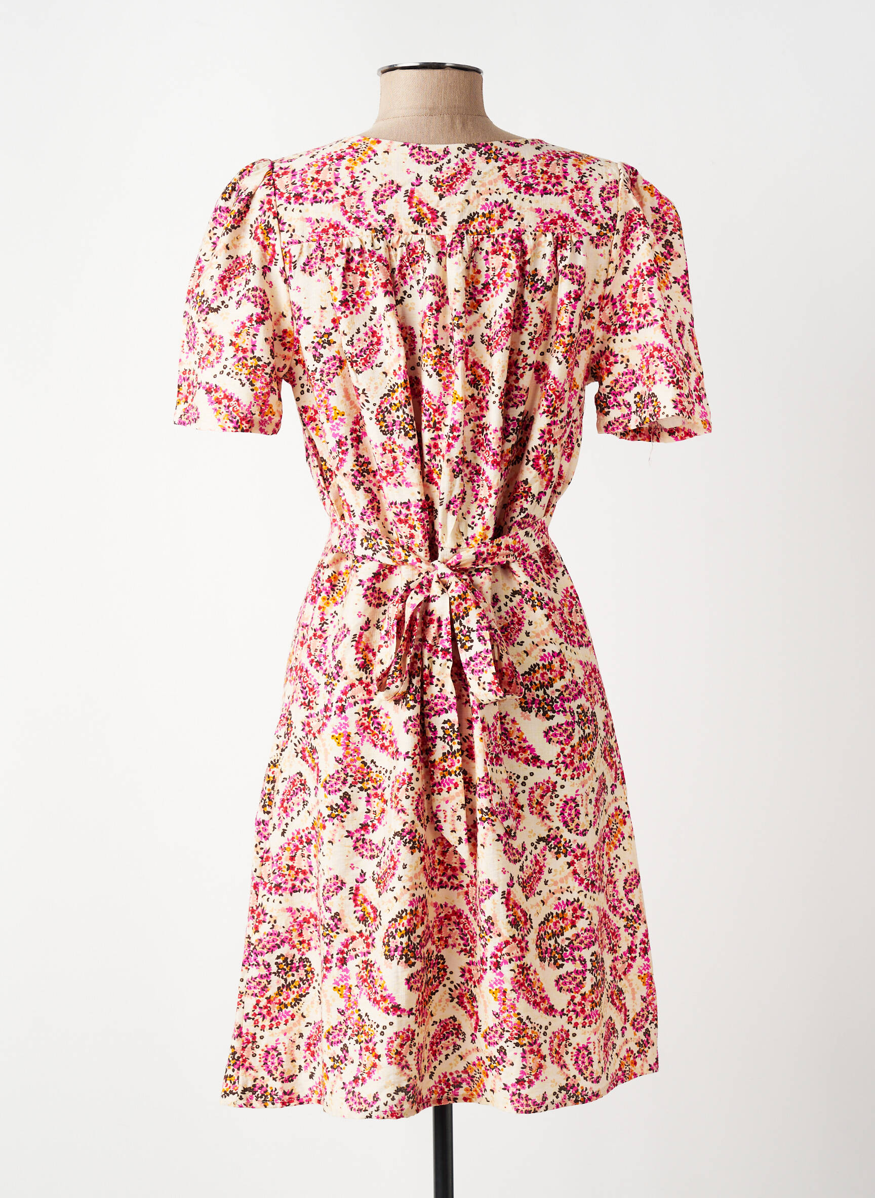 Rochie midi imprimeu floral mâneci scurte bej GRACE & MILA femeie