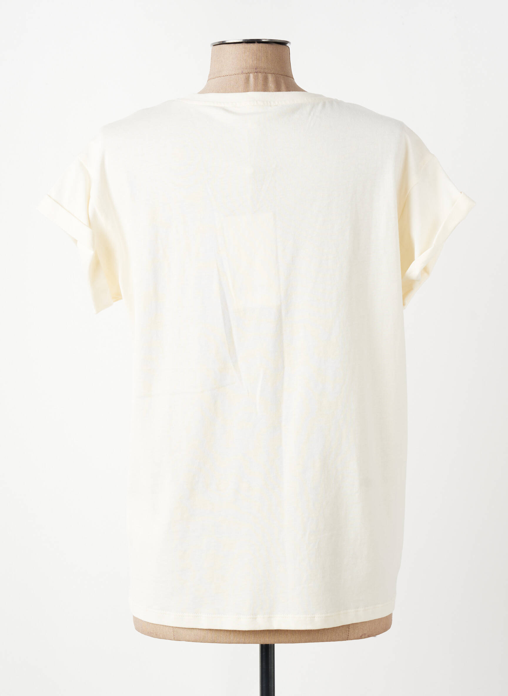 Tricou serigrafie flockată mâneci scurte bej GRACE & MILA femeie
